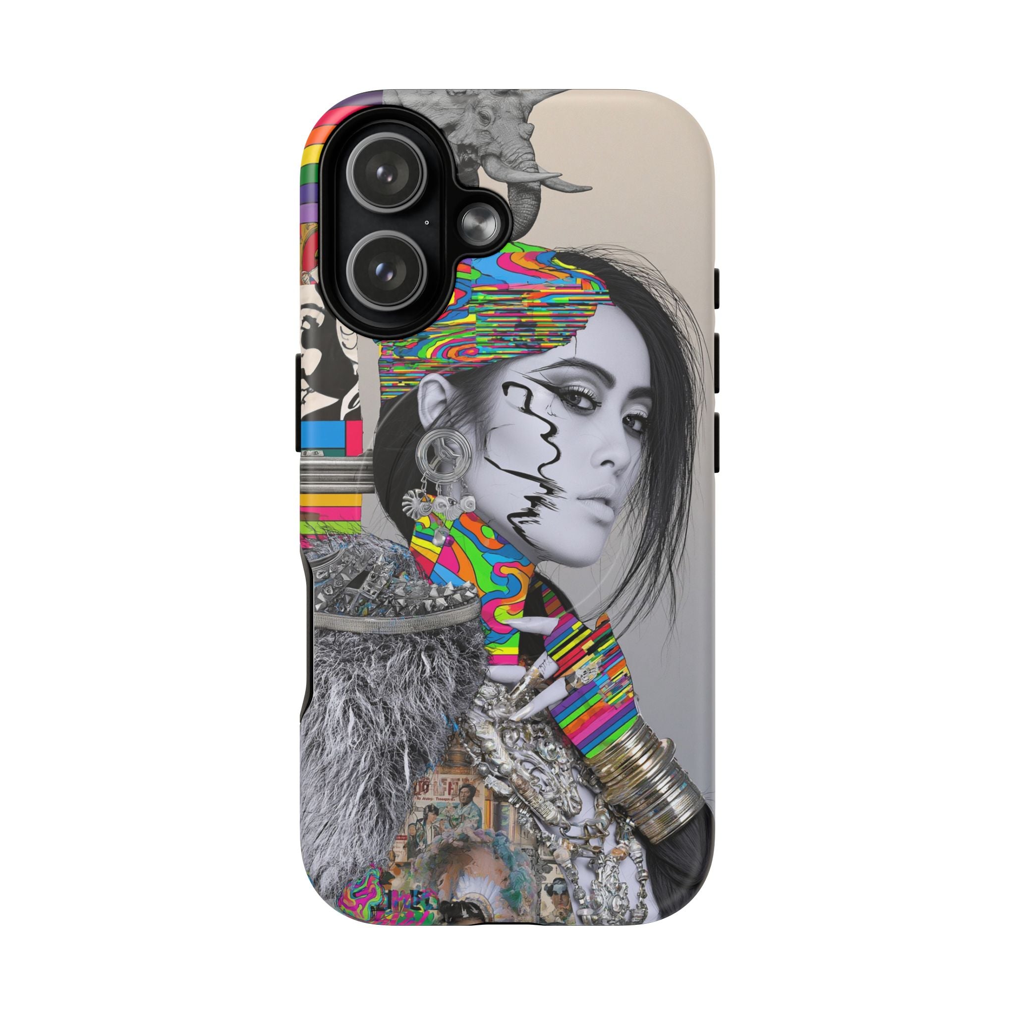 Phone Case - Colorful Glitch Portrait Tough Magnetic Case