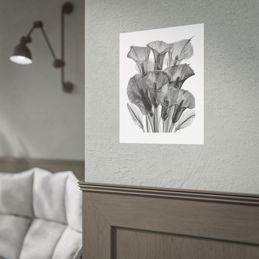Rolled Poster - Black & White X-Ray Calla Lily Botanical Print