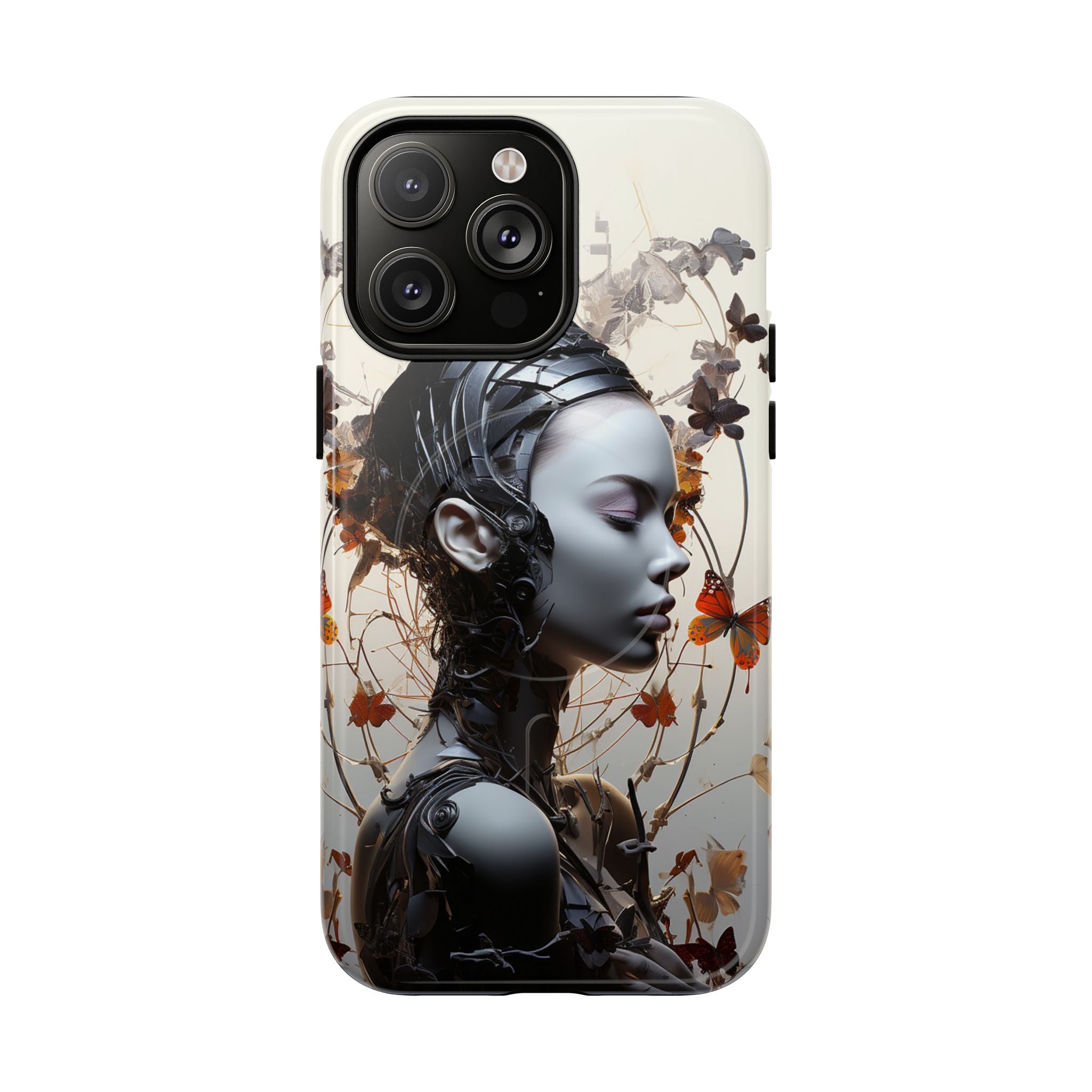 Art Nouveau Cyberpunk Phone Case — Surreal Floral Femme Tough Magnetic Case
