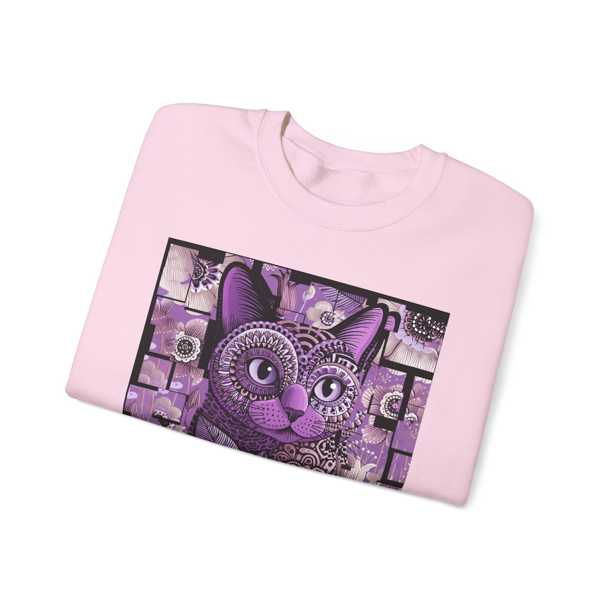 Purple Floral Owl Crewneck Sweatshirt — Whimsical Boho Animal Graphic