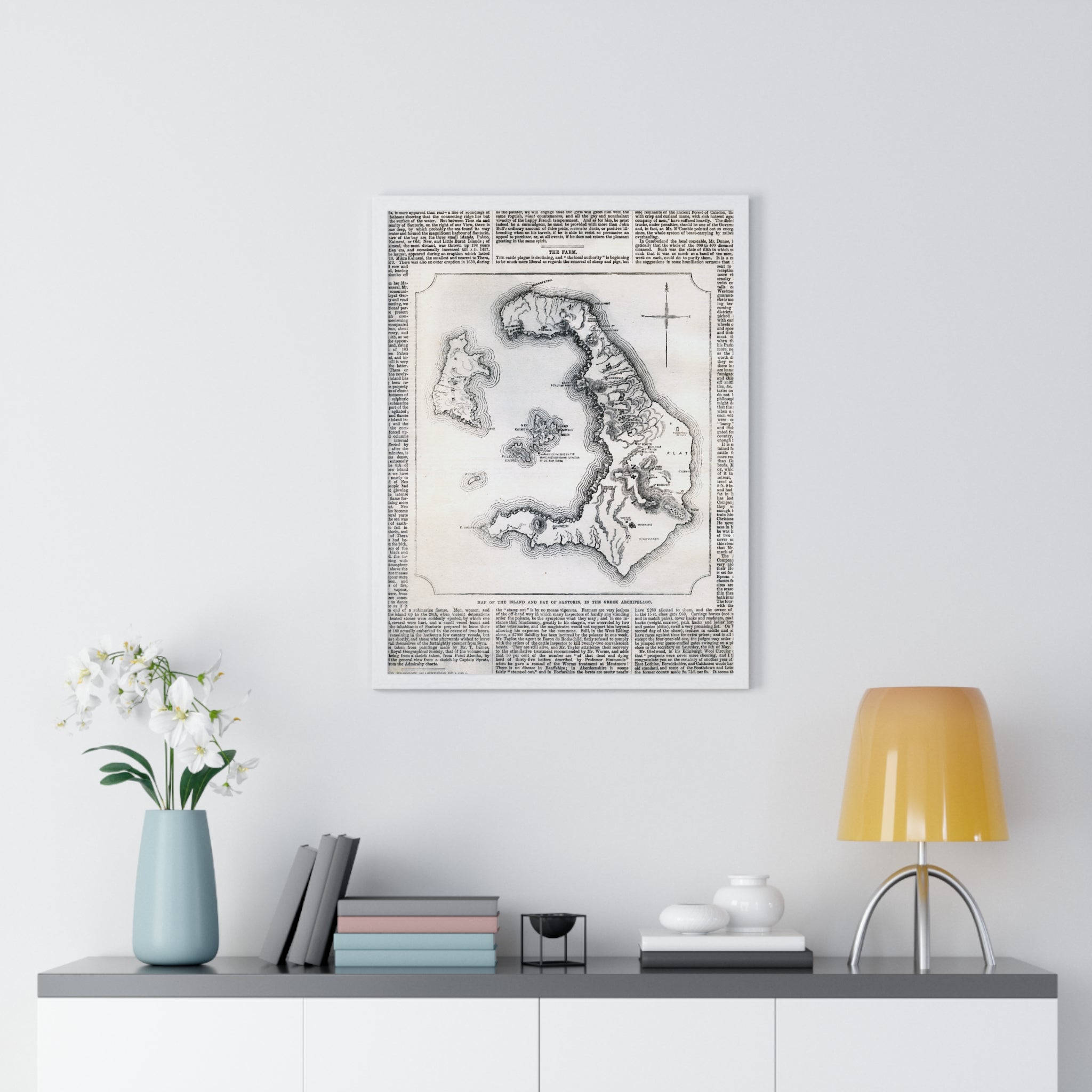 Antique Island Map Poster — Vintage Nautical Wall Art Print