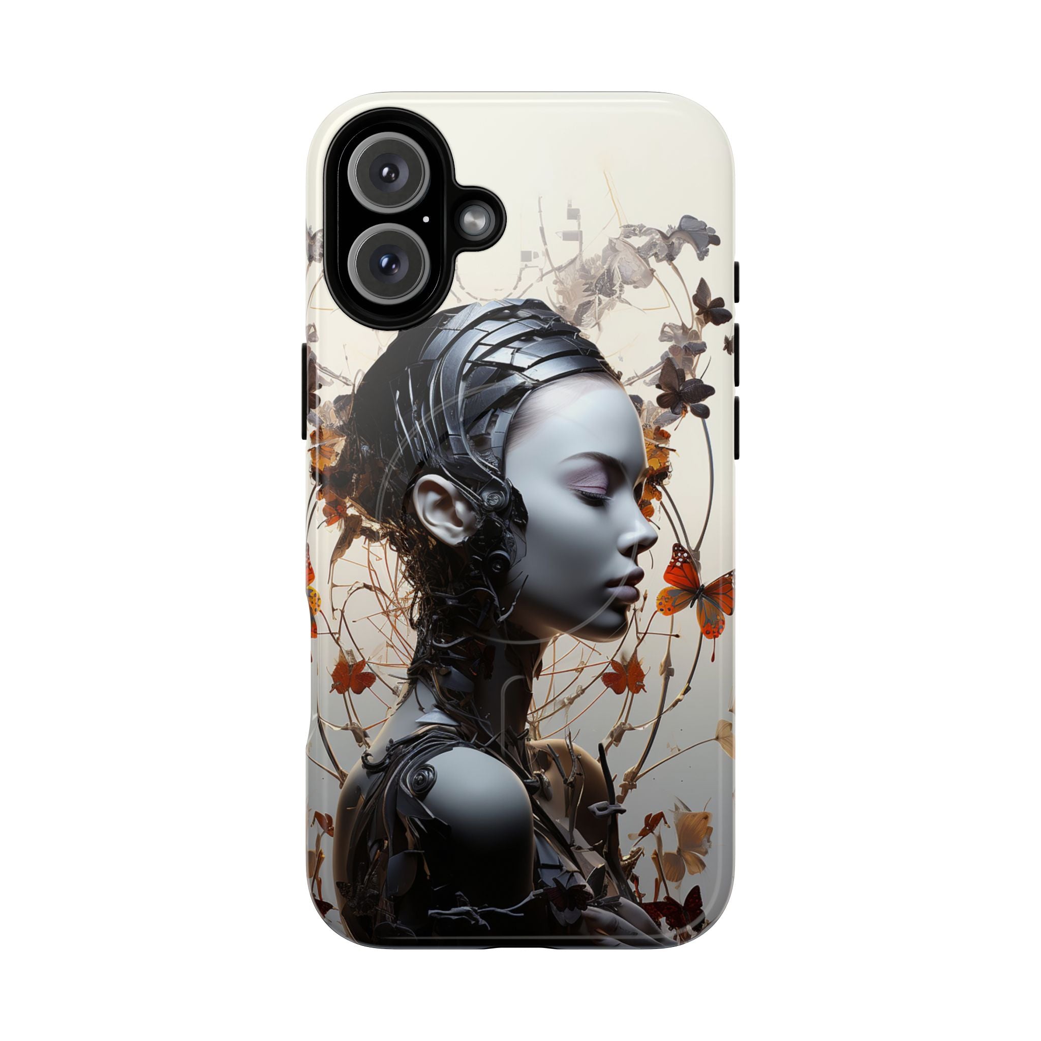 Art Nouveau Cyberpunk Phone Case — Surreal Floral Femme Tough Magnetic Case