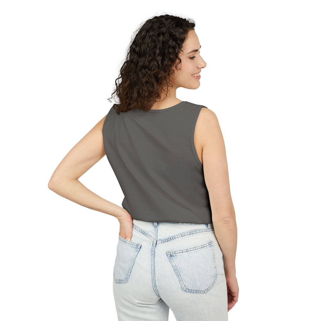 Spiral Text Art Tank Top — Monochrome Optical Typography Tee