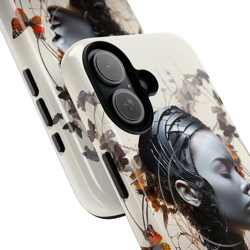 Art Nouveau Cyberpunk Phone Case — Surreal Floral Femme Tough Magnetic Case