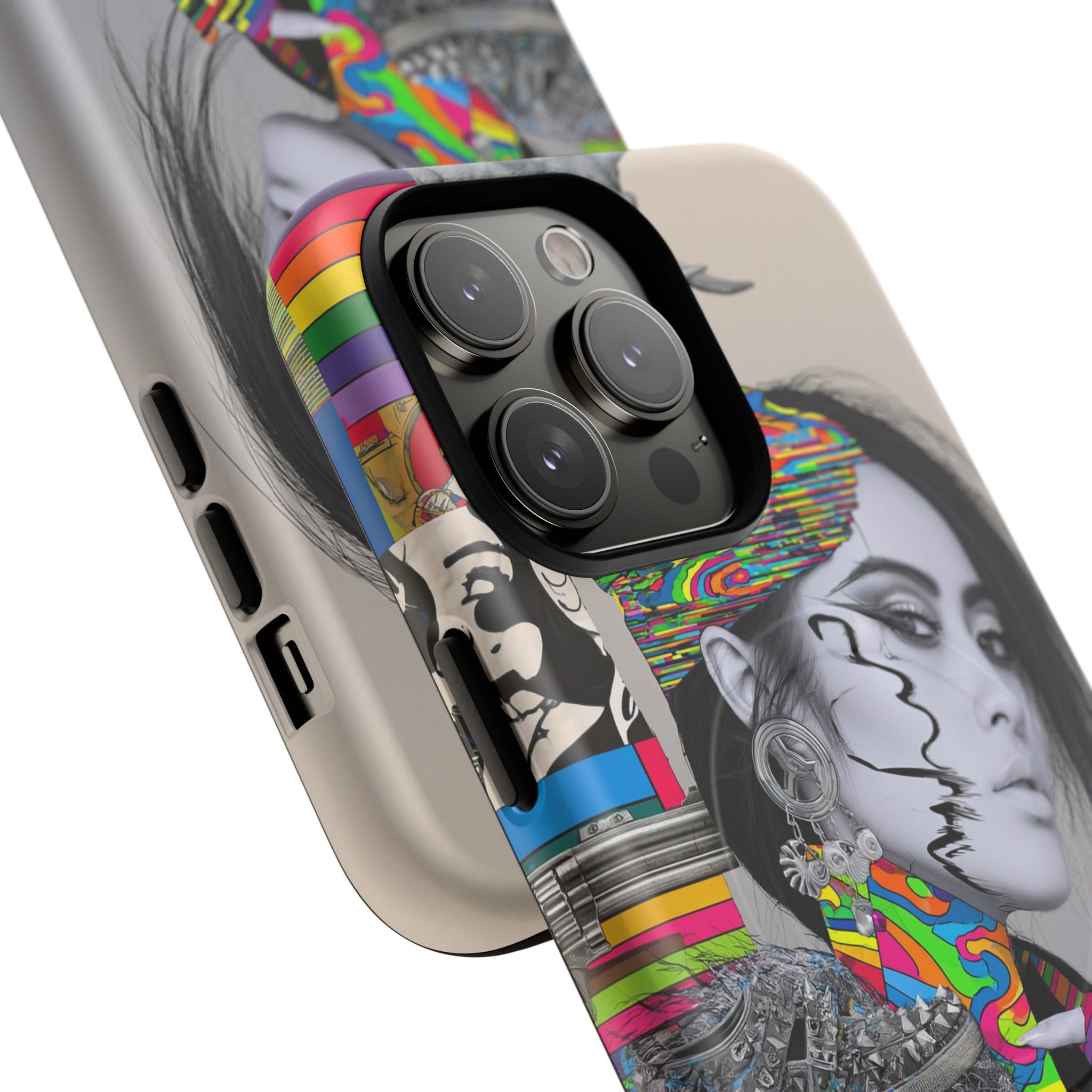 Phone Case - Colorful Glitch Portrait Tough Magnetic Case