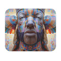 Color Mosaic Tribal Face Mouse Pad — Vibrant Geometric Desk Mat