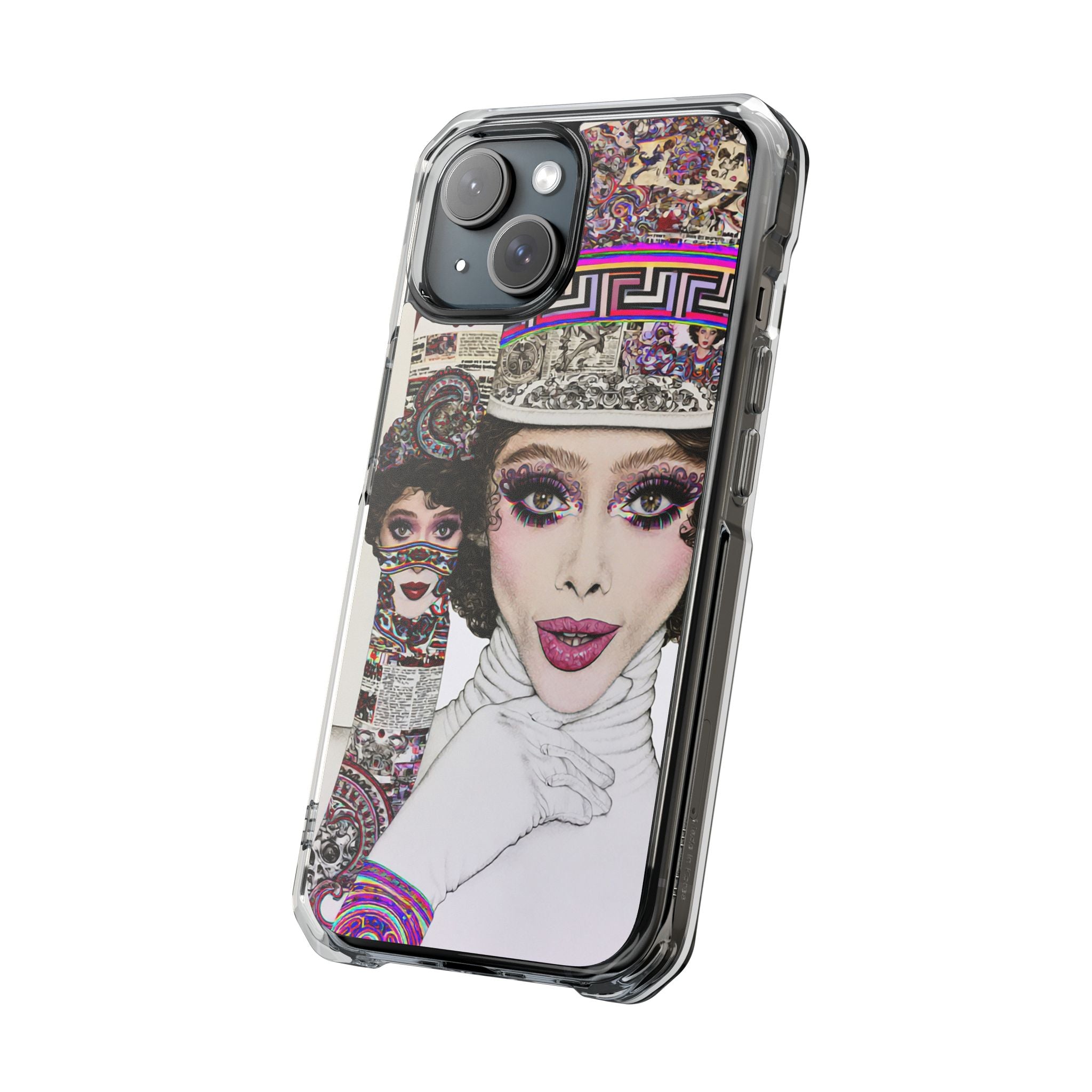 Drag Queen Portrait Clear Magnetic Phone Case — Glam Makeup Art iPhone Cover