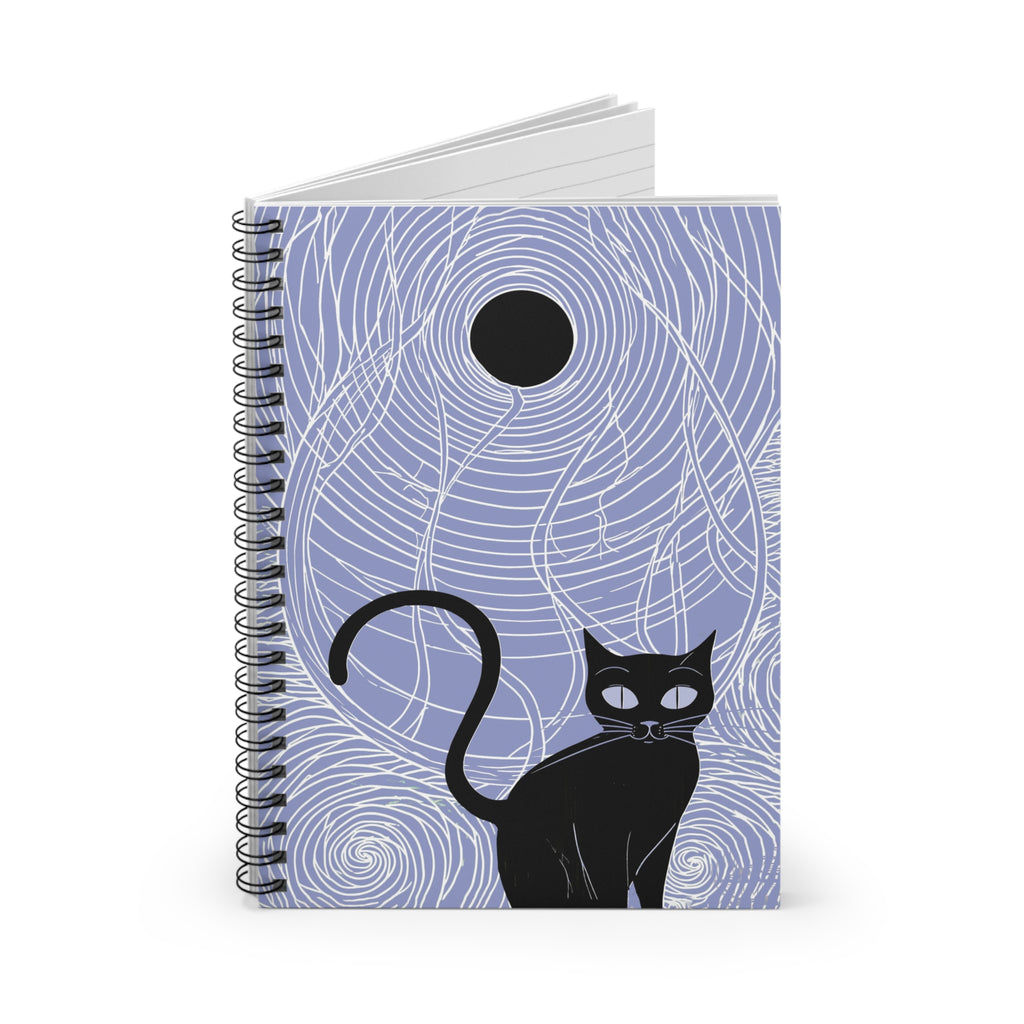 Spiral Notebook — Midnight Cat Ruled Journal