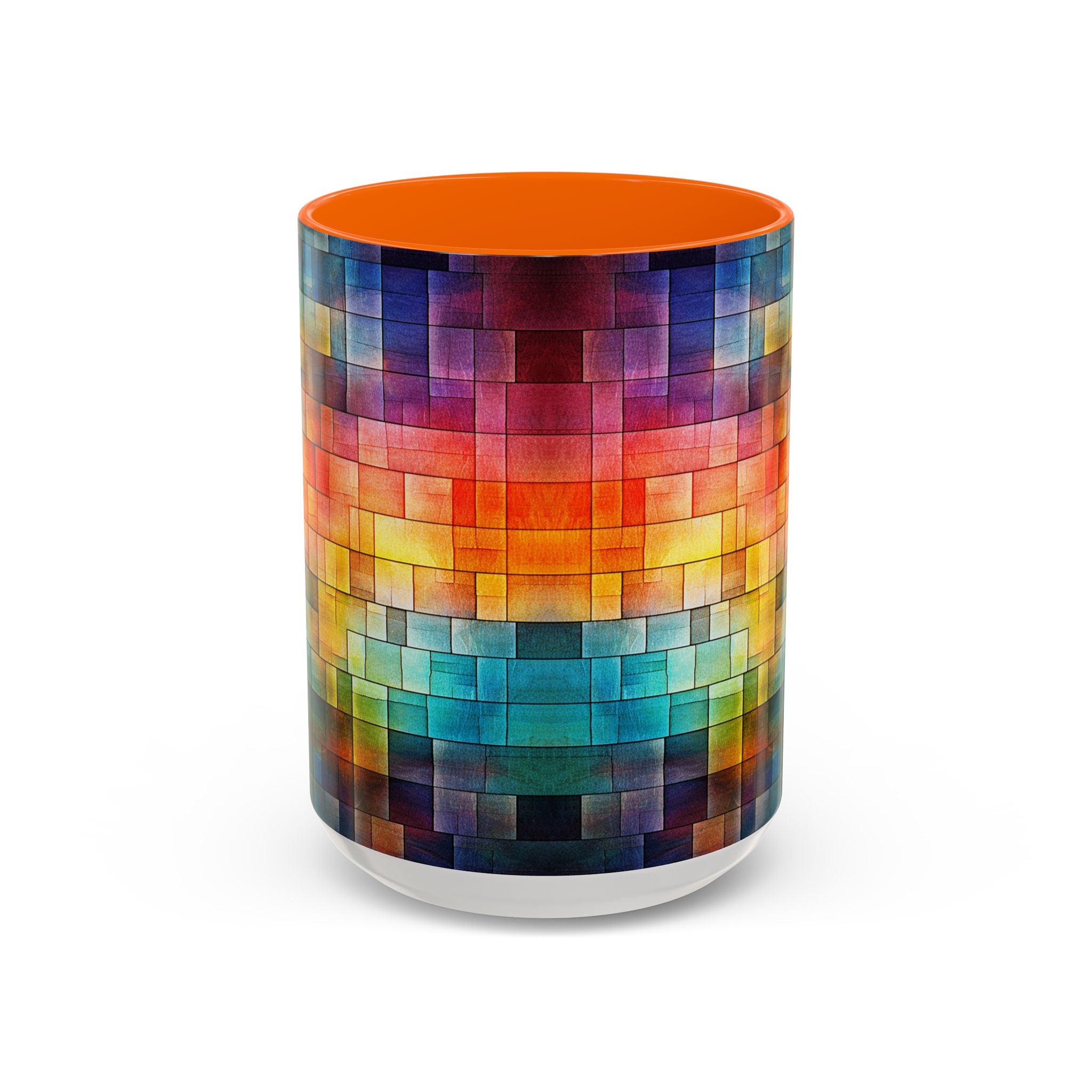 Colorful Mosaic Accent Coffee Mug - Vibrant Geometric Pattern (11/15 oz)