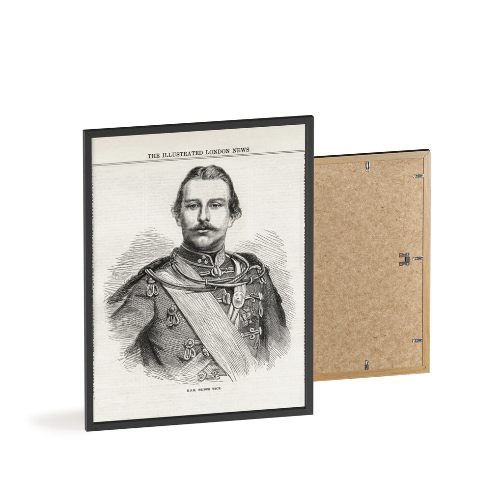 H.S.H. Prince TECK. Vintage Victorian Portrait Poster with Wooden Frame — Illustrated London News Print