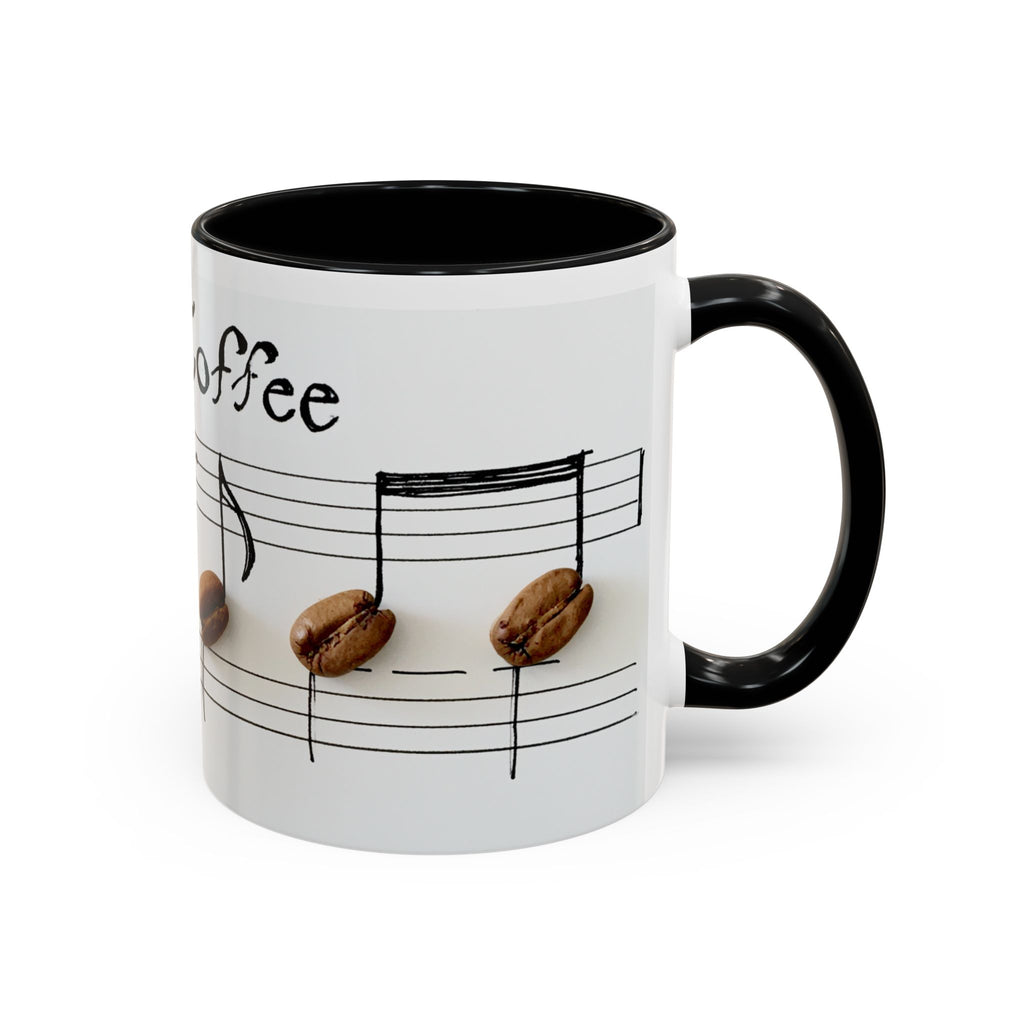 Coffee Lover Music Mug — "Love Coffee" Musical Notes Accent Mug (11/15 oz)