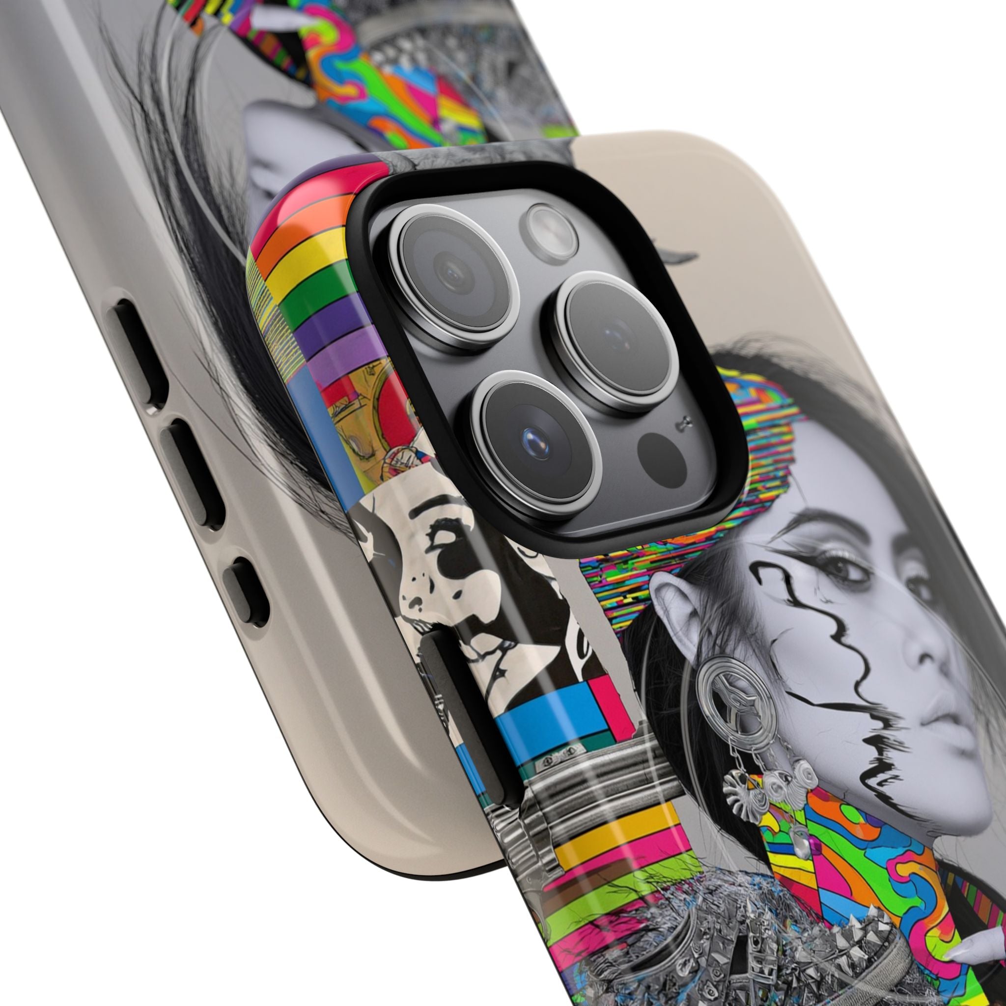 Phone Case - Colorful Glitch Portrait Tough Magnetic Case