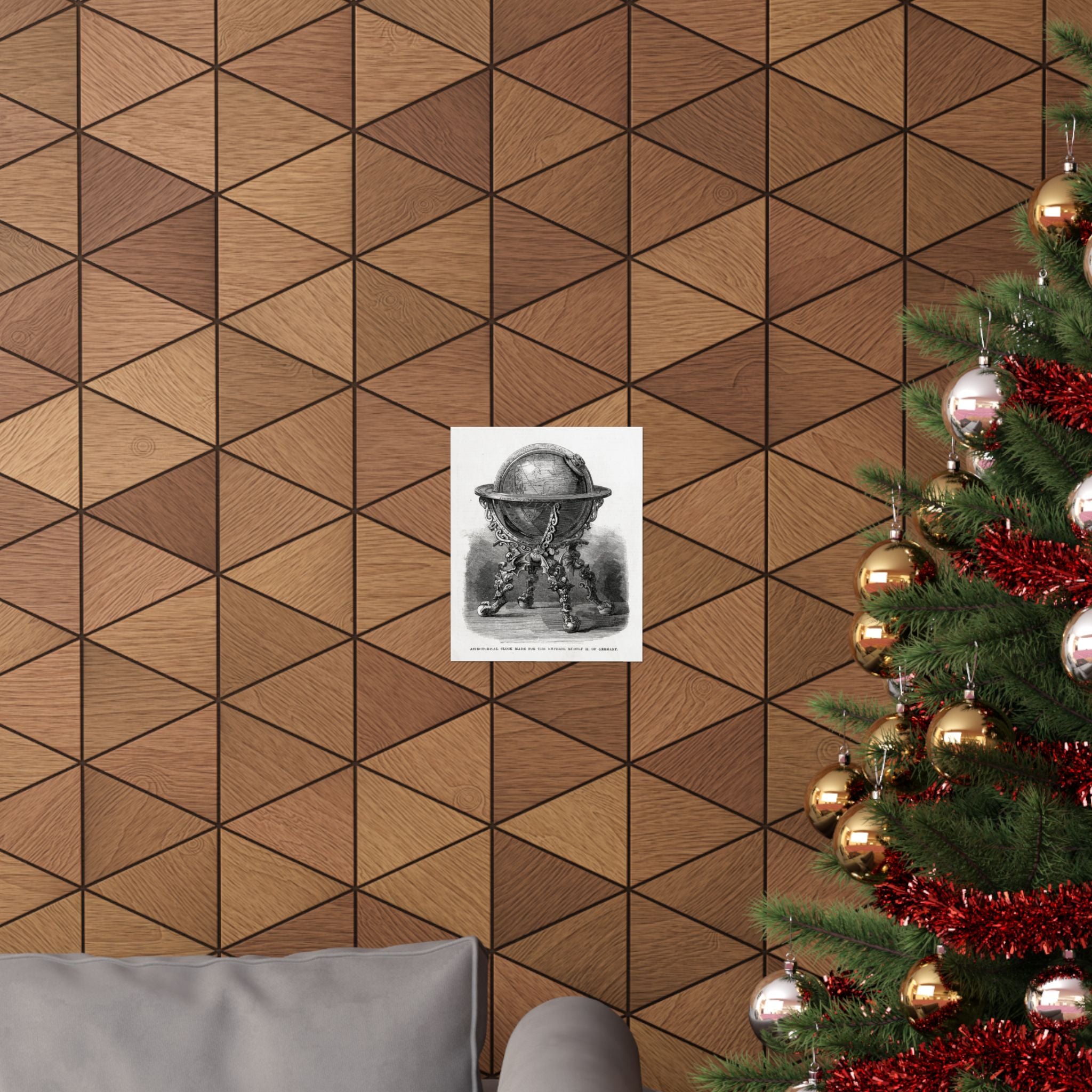 Antique Globe Illustration Matte Vertical Poster — Vintage Scientific Engraving Wall Art