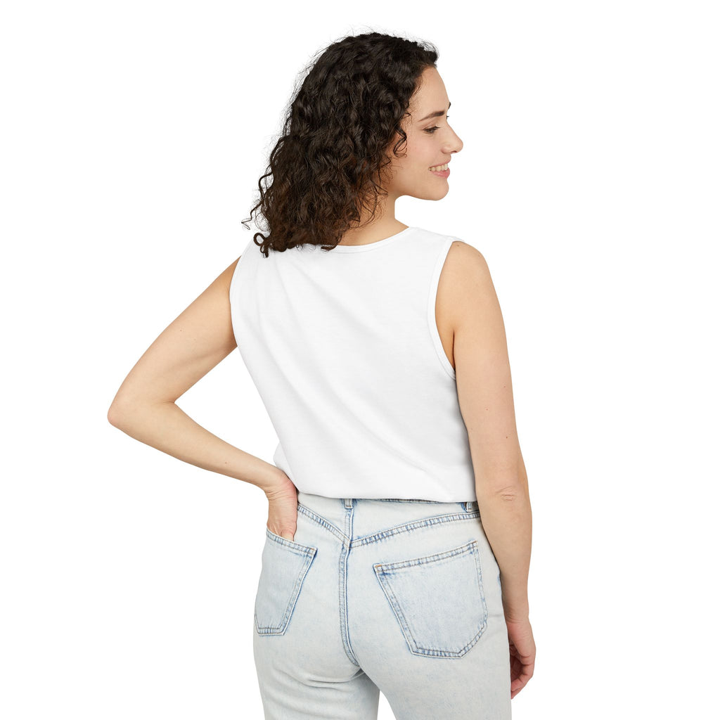 Spiral Text Art Tank Top — Monochrome Optical Typography Tee