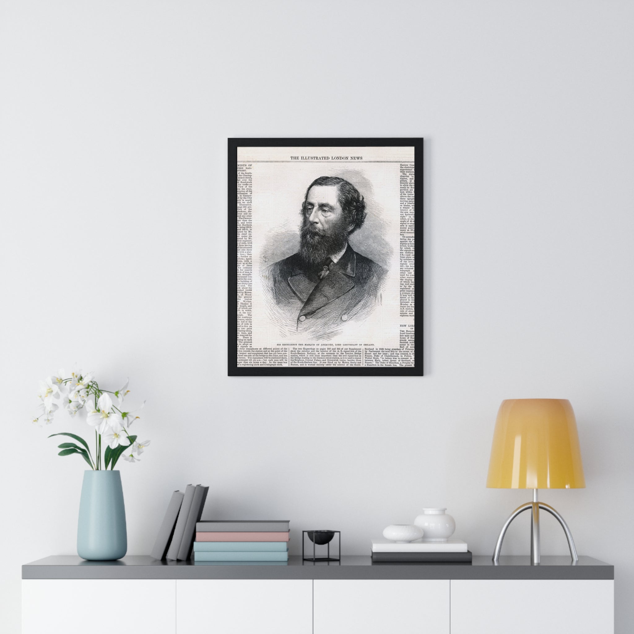 Vintage Illustrated London News Portrait Poster — Victorian Gentleman Framed Print