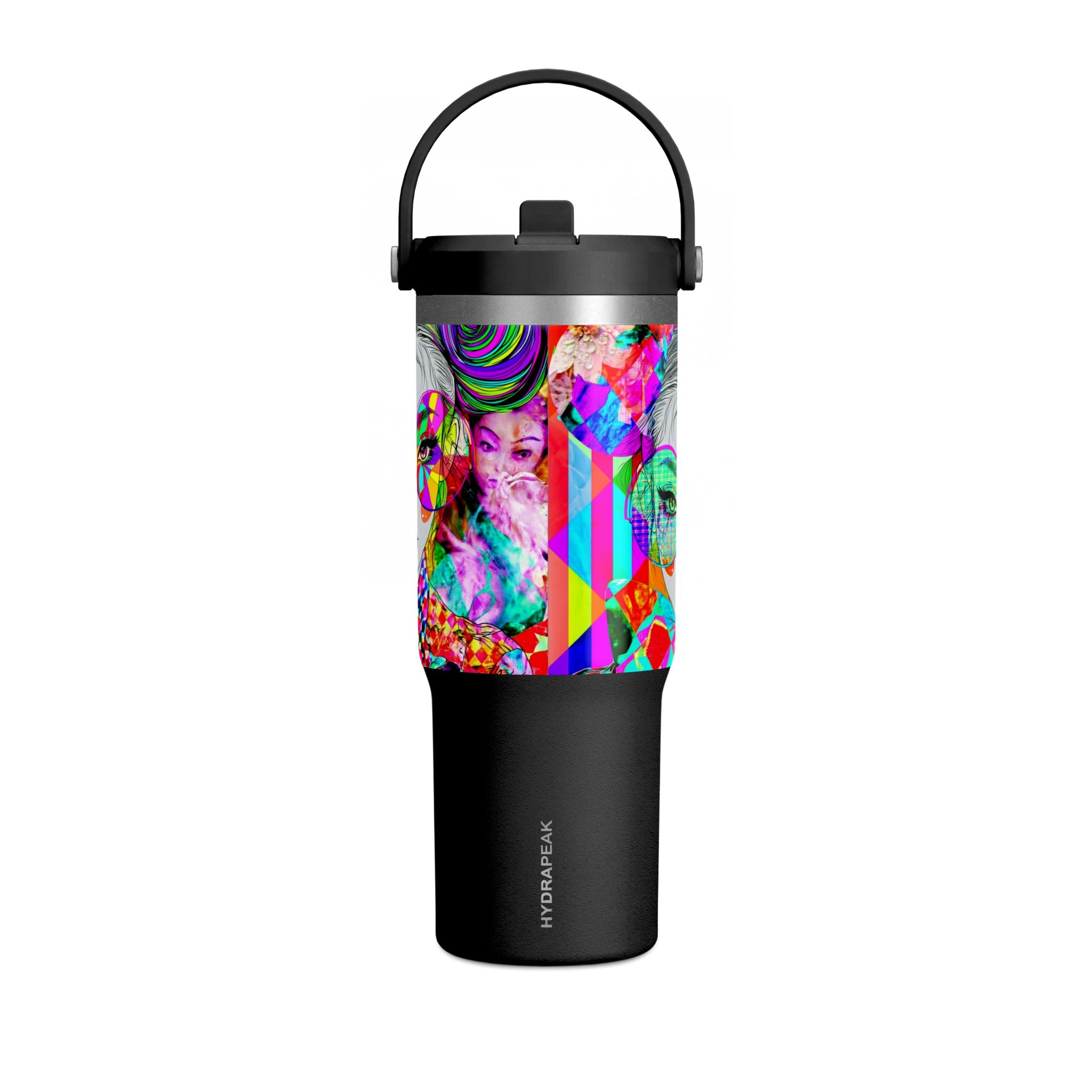 Colorful Pop Art Travel Tumbler – 32oz Nomad Insulated Cup with Retro Sunglasses Design