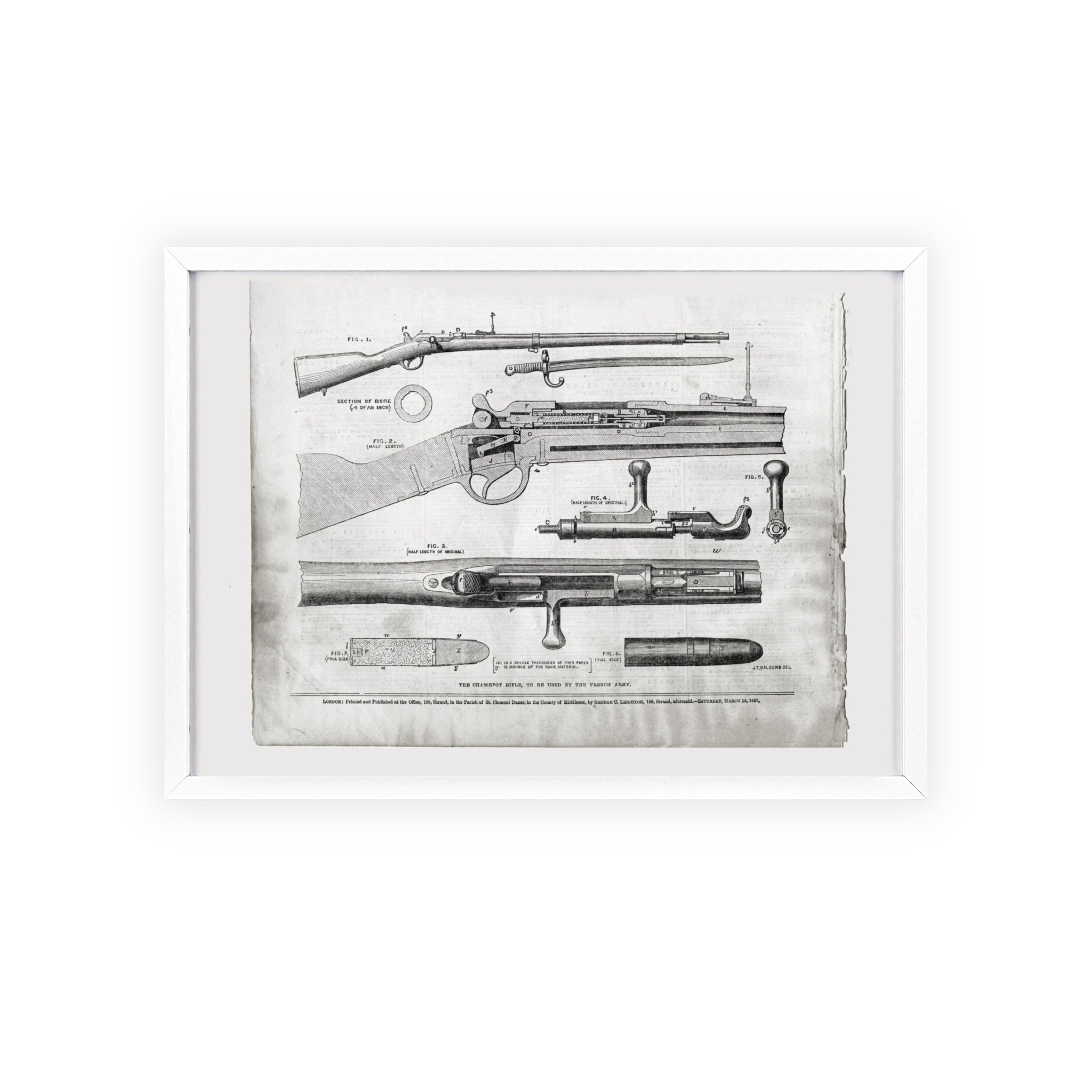 Antique Rifle Patent Poster — Framed Vintage Firearm Print
