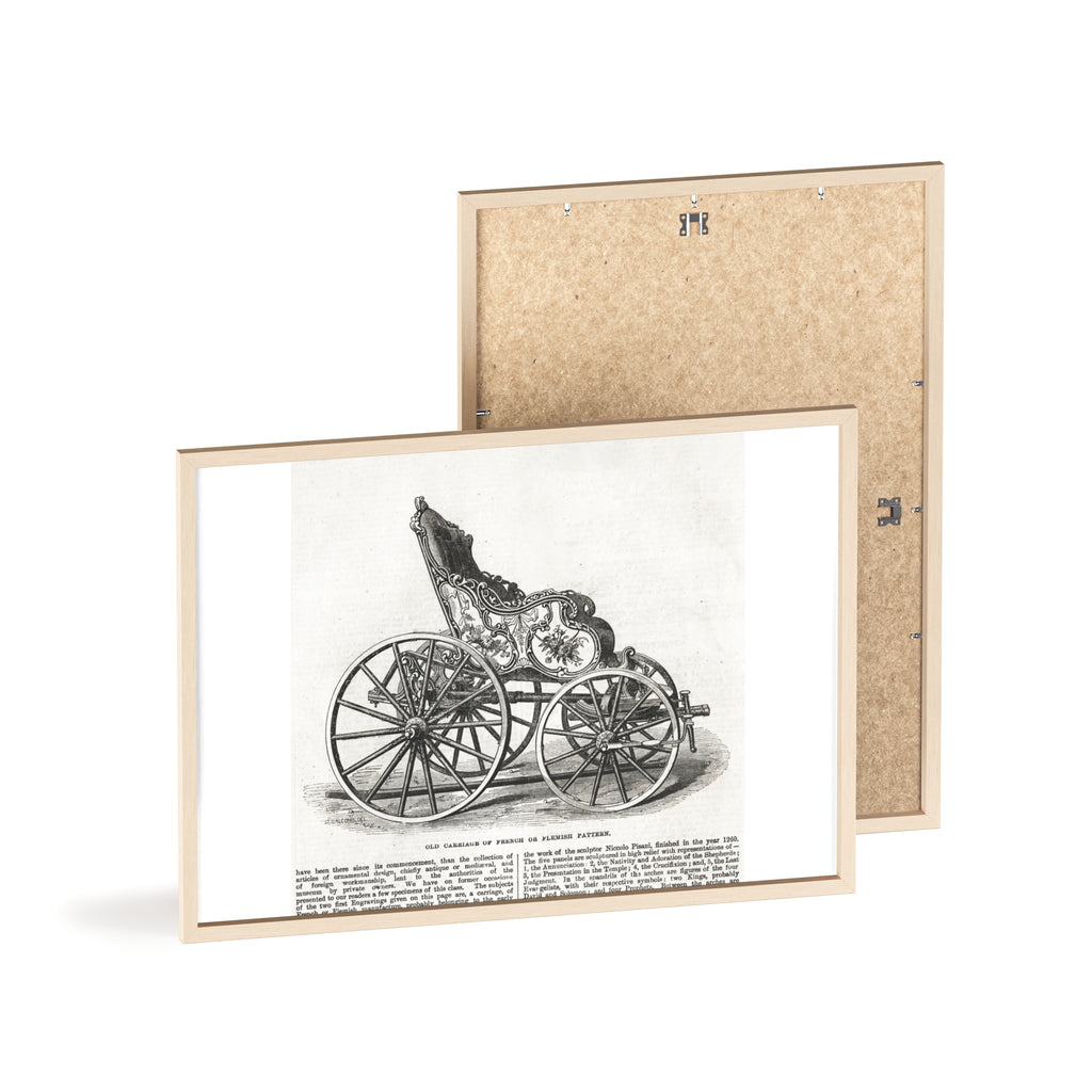 Old Carriage of French or Flemish Pattern. Vintage Carriage Print Poster with Wooden Frame — Antique Transportation Wall Art