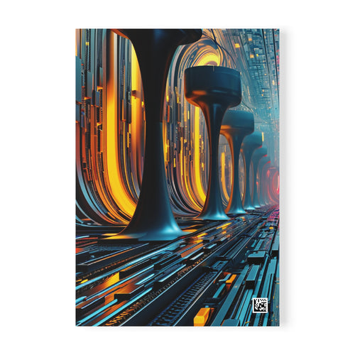 A5 Softcover Notebook — Futuristic Neon Techscape Journal