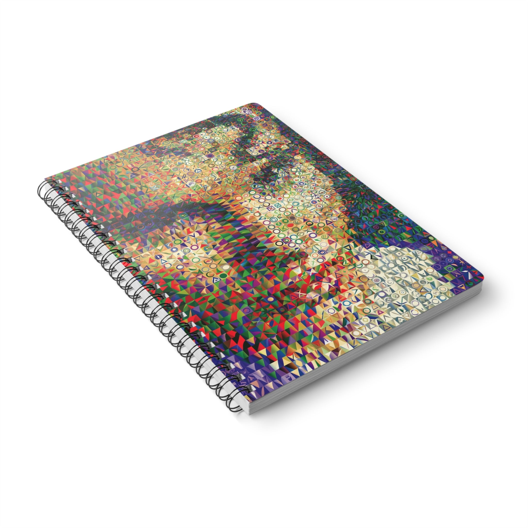 A5 Spiral Notebook — Colorful Geometric Mosaic Portrait Journal