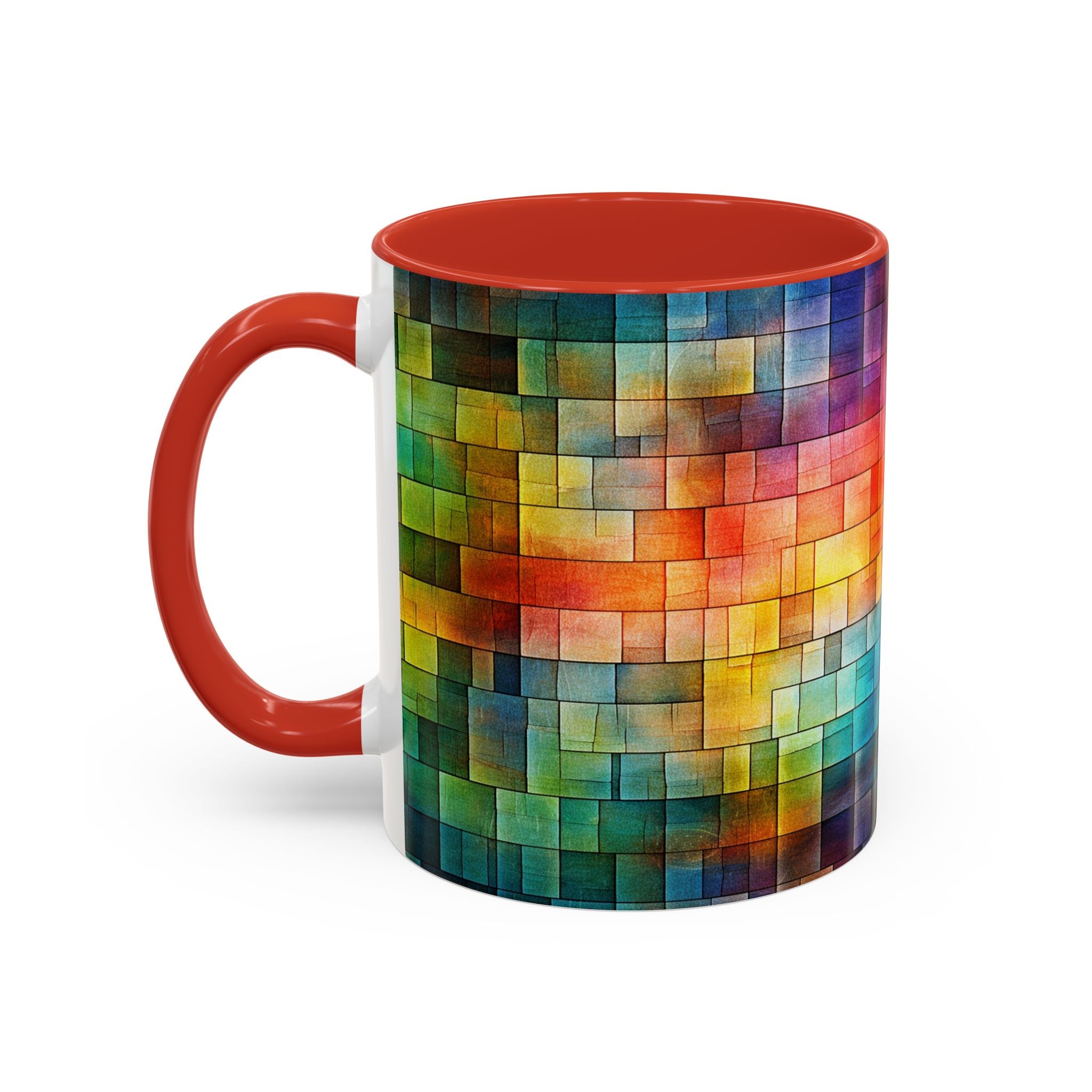 Colorful Mosaic Accent Coffee Mug - Vibrant Geometric Pattern (11/15 oz)