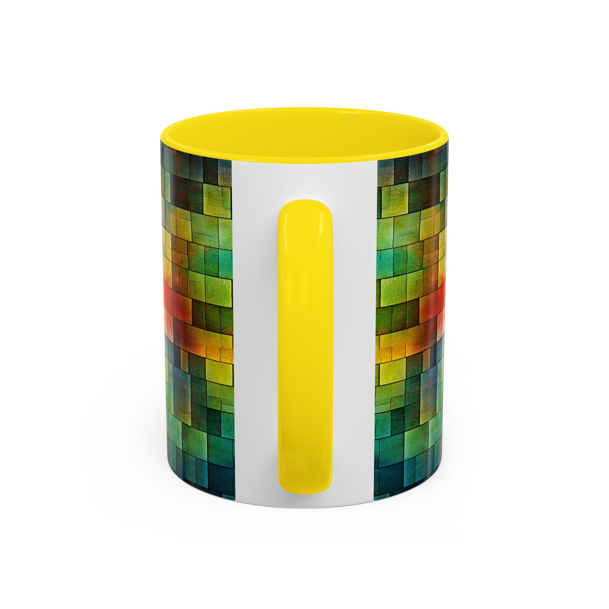 Colorful Mosaic Accent Coffee Mug - Vibrant Geometric Pattern (11/15 oz)