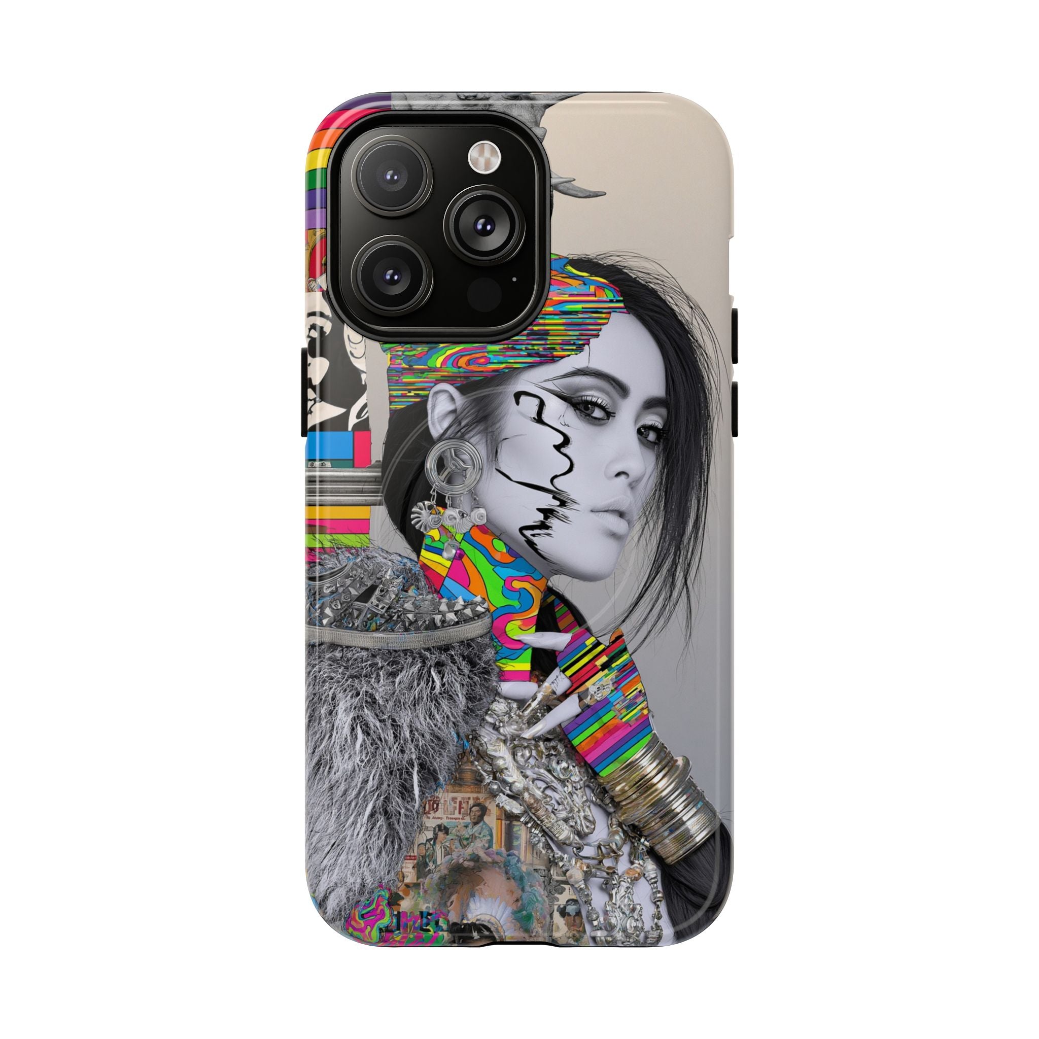 Phone Case - Colorful Glitch Portrait Tough Magnetic Case