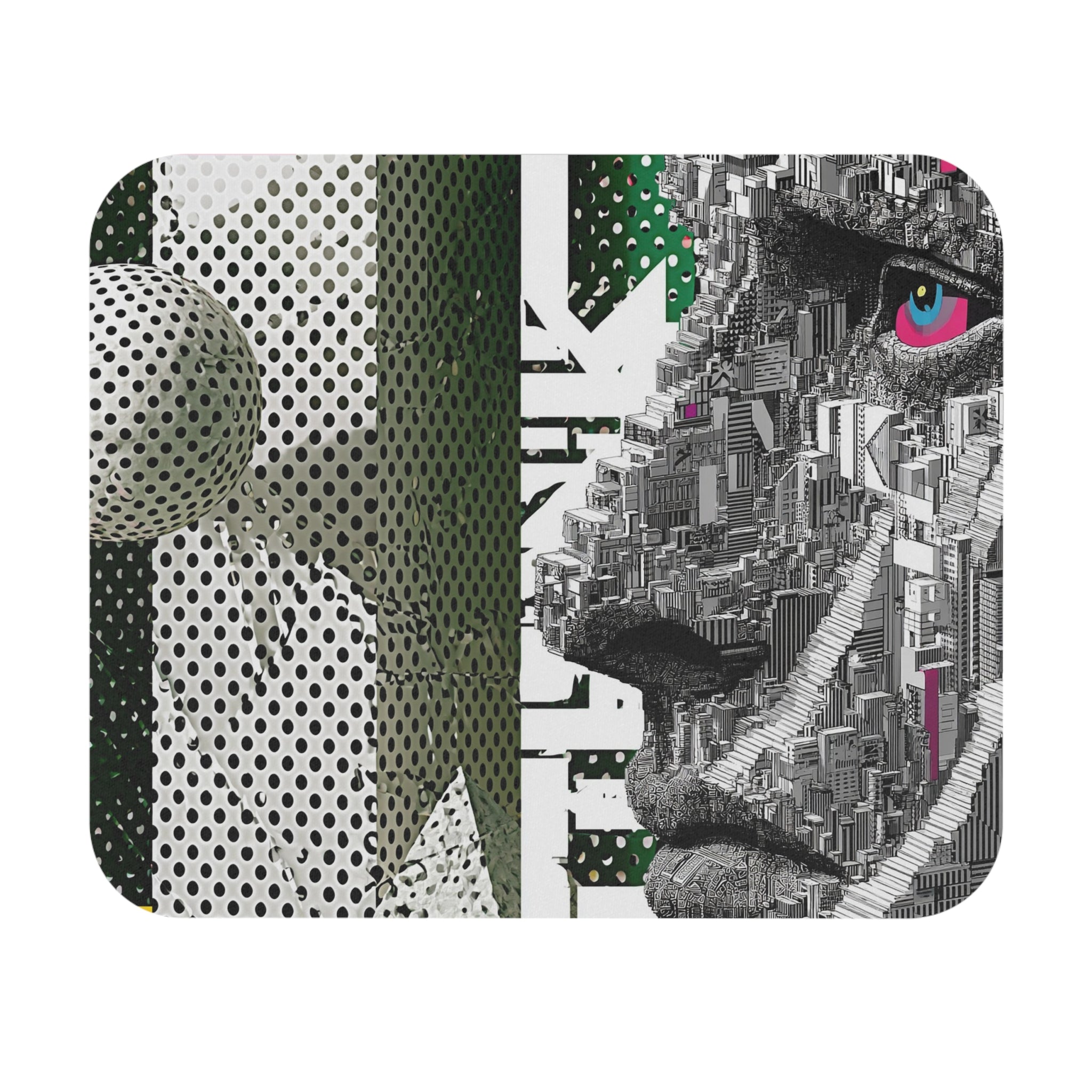 Urban Lion Collage Mouse Pad — Modern Pop Art Desk Mat