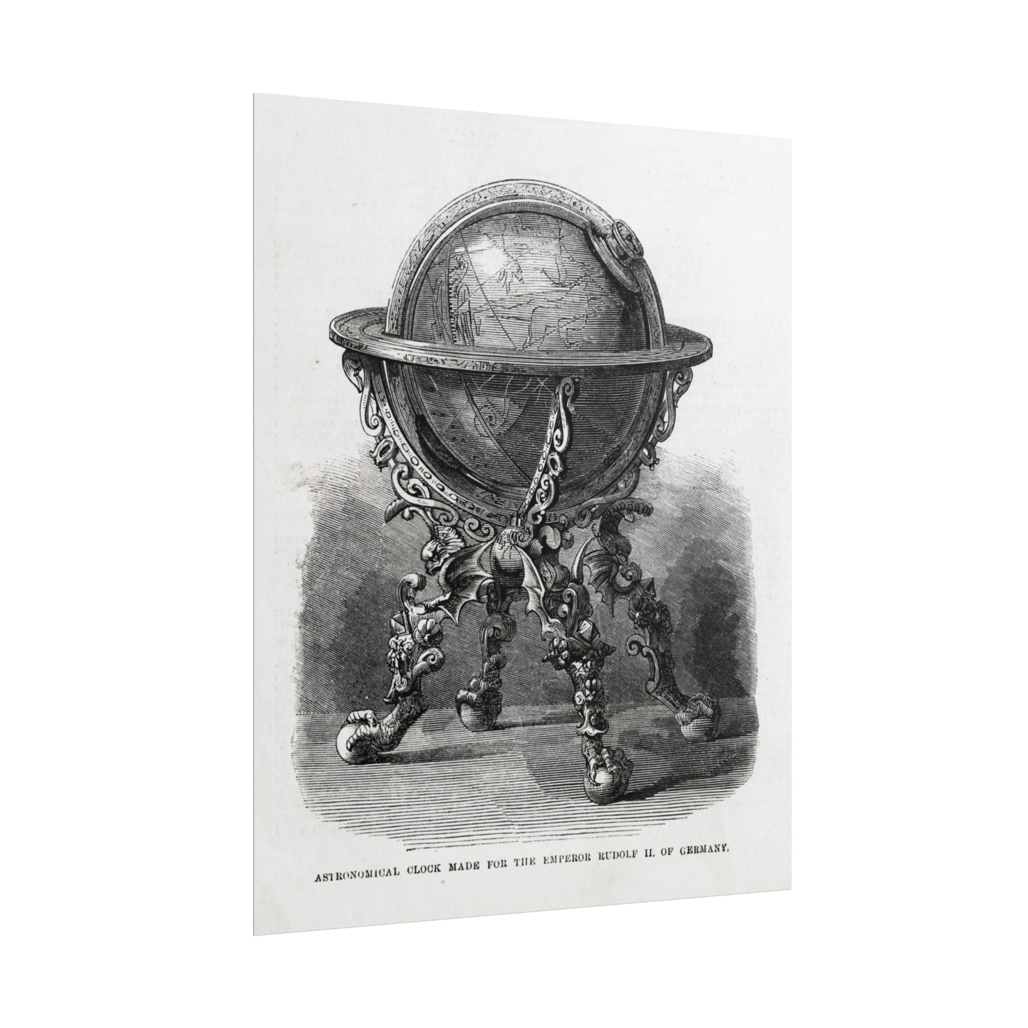 Antique Globe Illustration Rolled Poster — Vintage Scientific Print