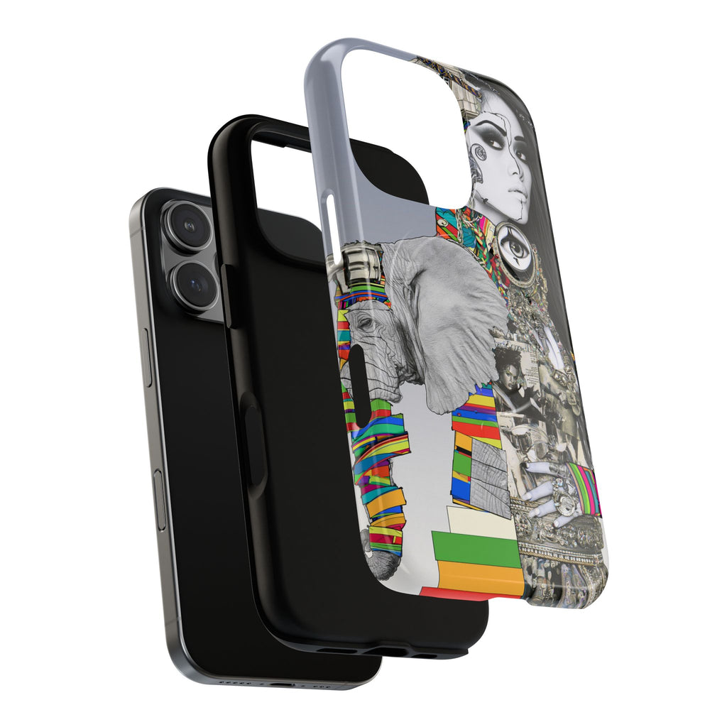 Artistic Elephant Collage Phone Case — Tough Magnetic Protective Cover