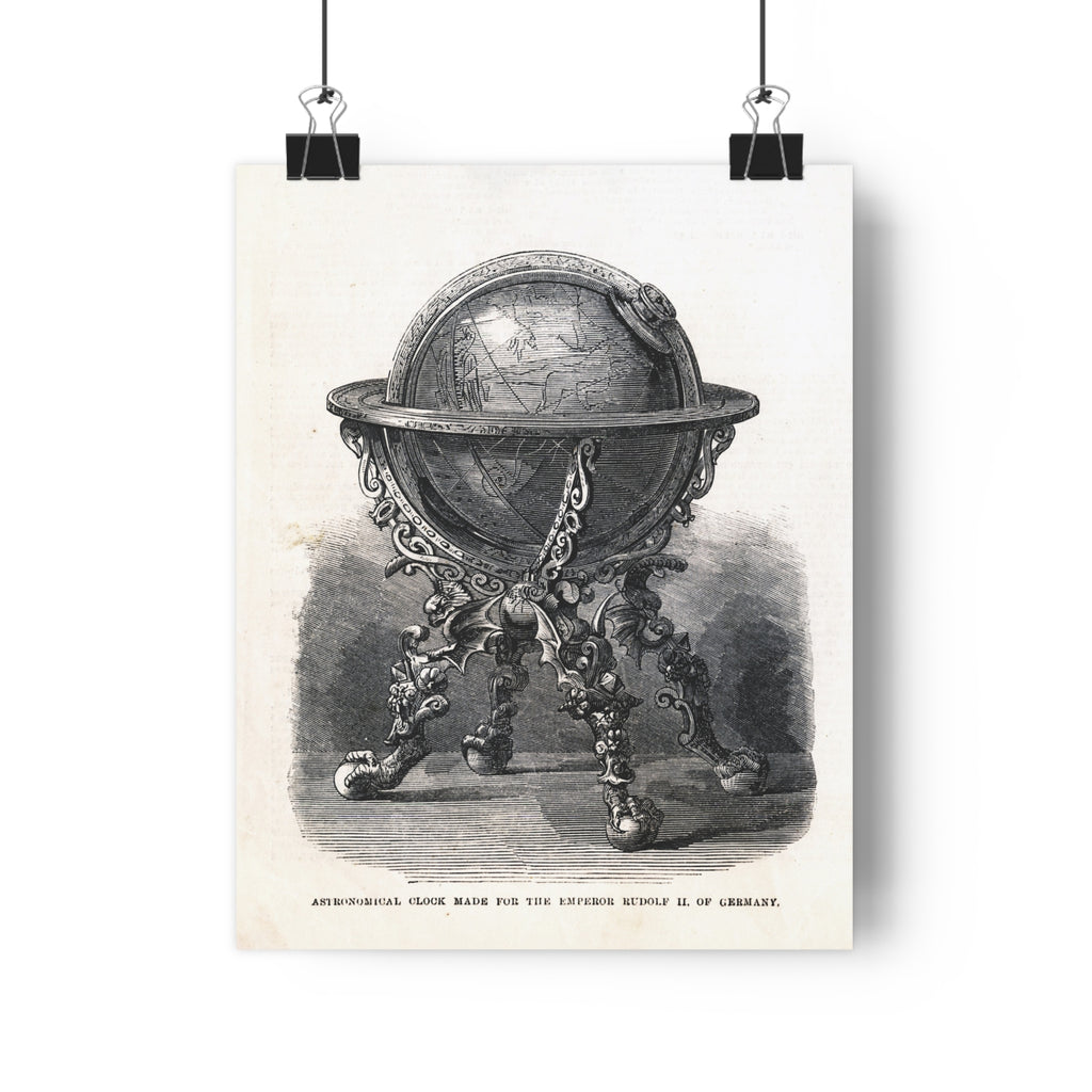 Vintage Ornate Globe Poster — Antique Scientific Illustration Wall Art