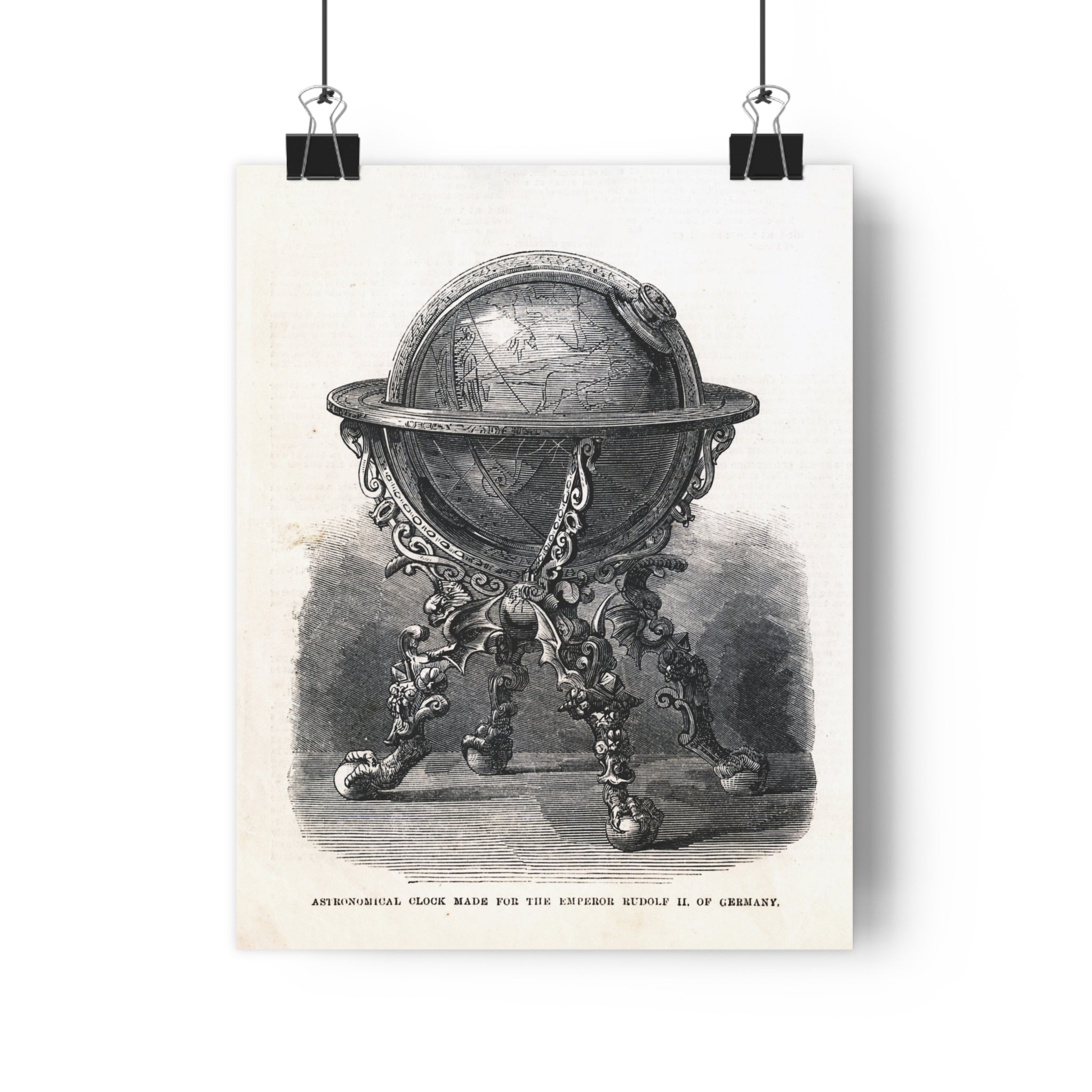 Vintage Ornate Globe Poster — Antique Scientific Illustration Wall Art