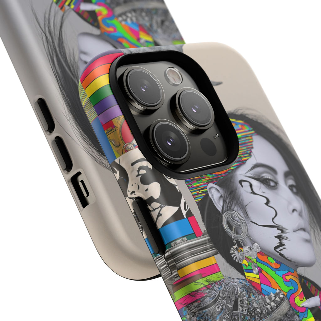 Phone Case - Colorful Glitch Portrait Tough Magnetic Case