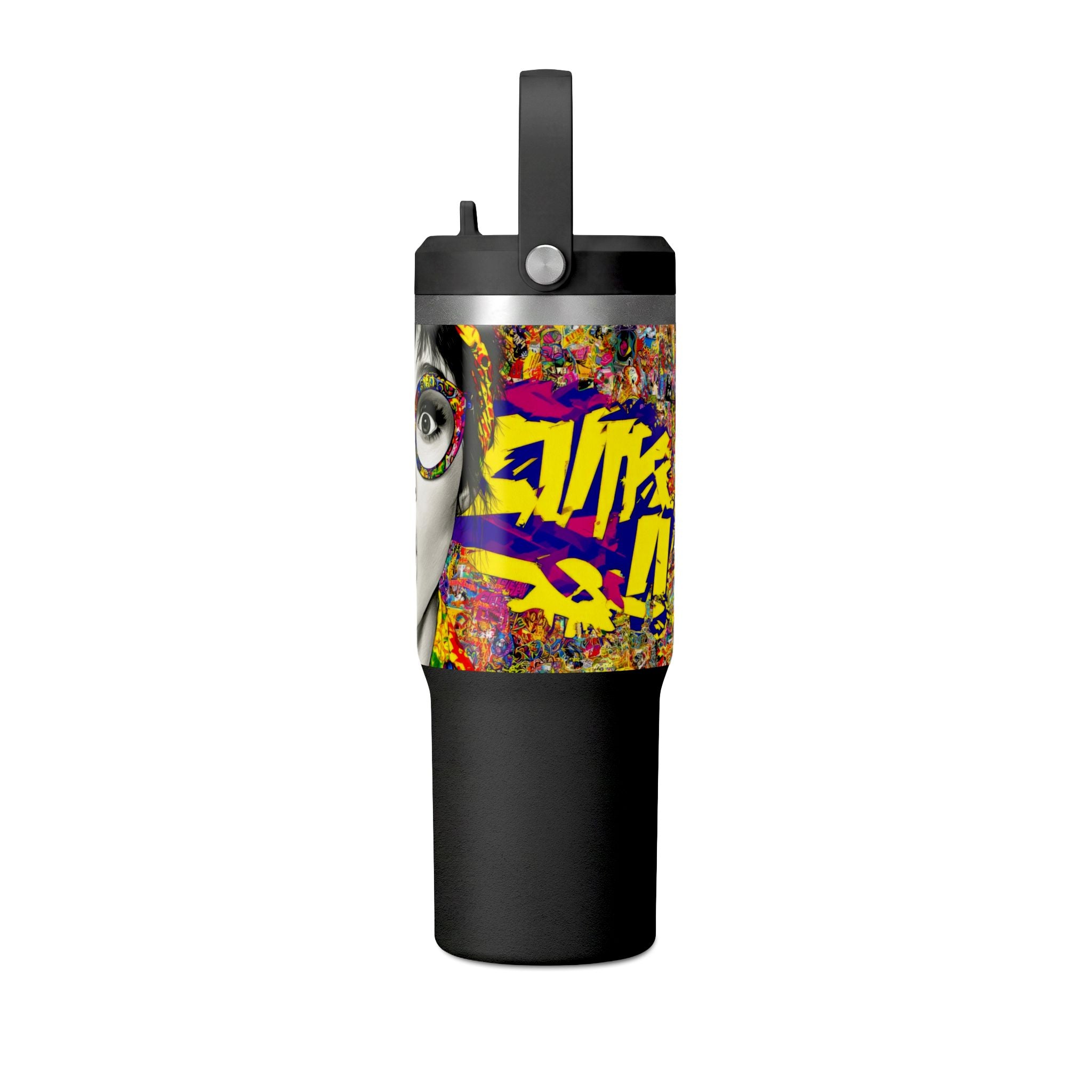 Pop Art Nomad Tumbler 32oz – Colorful Surprise Face Travel Mug