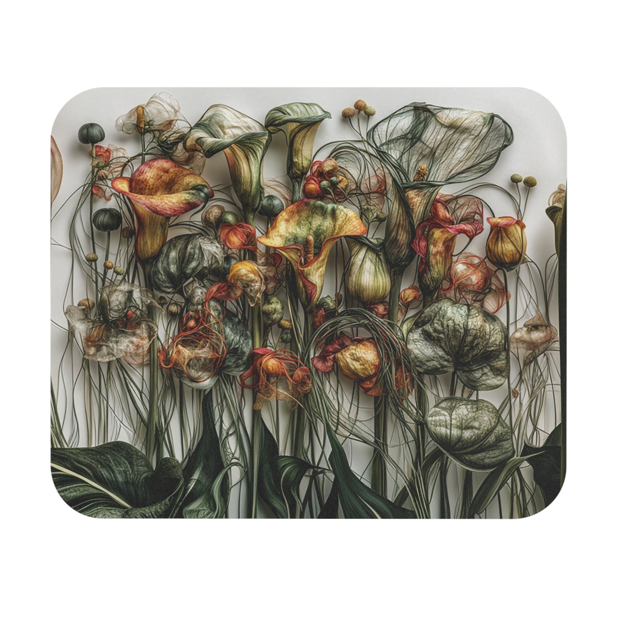 Floral Art Mouse Pad — Vintage Botanical Bloom Desk Mat