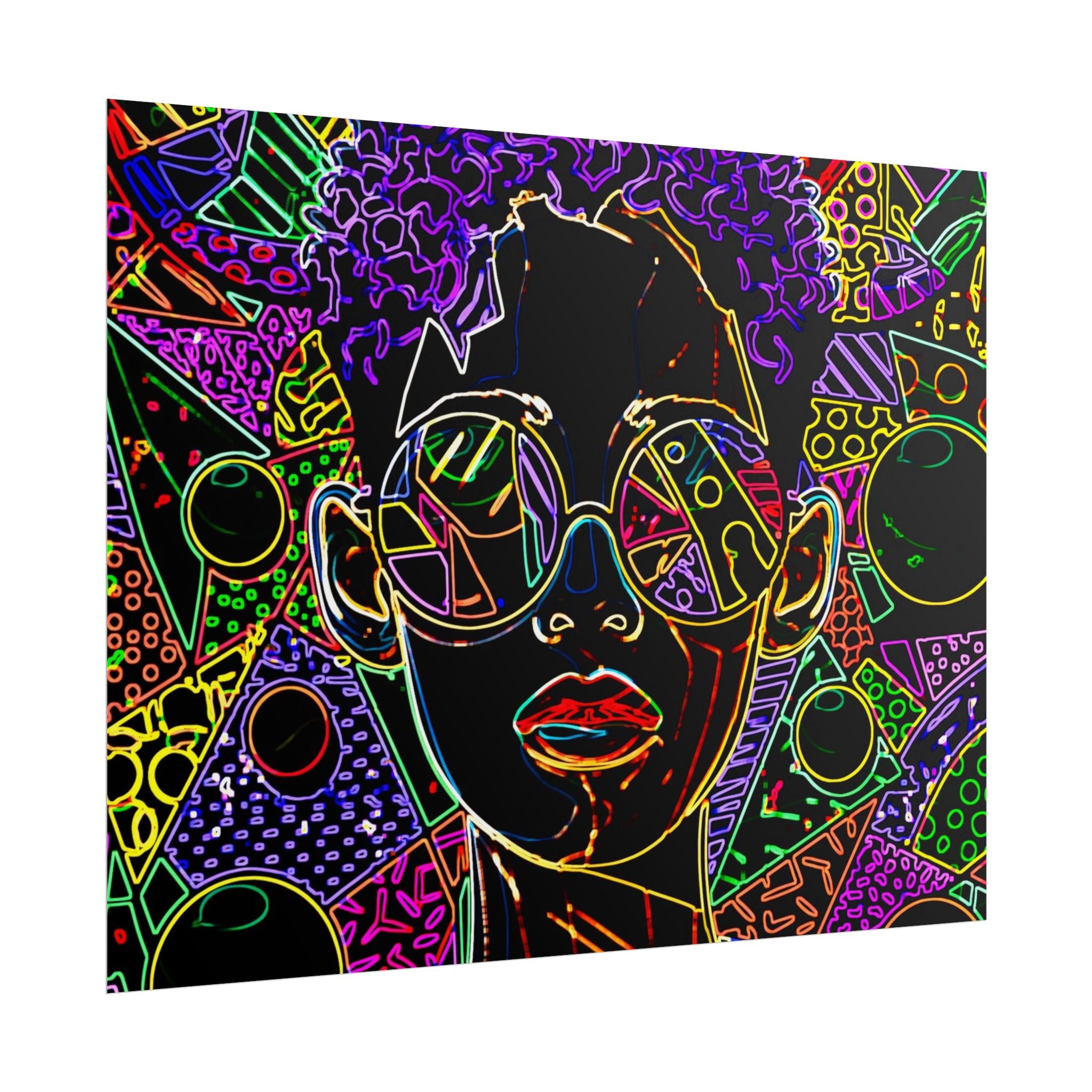 Afrofuturist Neon Portrait Poster