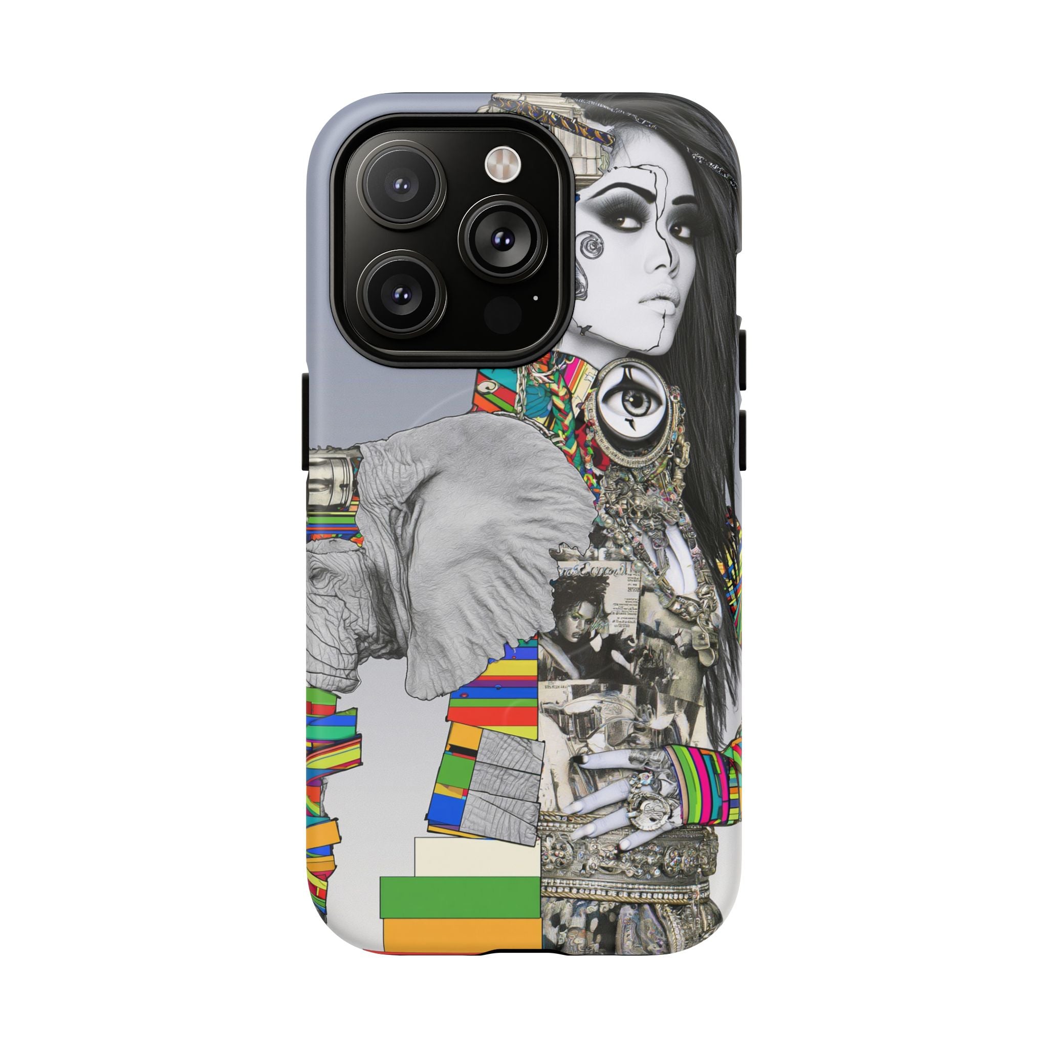 Artistic Elephant Collage Phone Case — Tough Magnetic Protective Cover