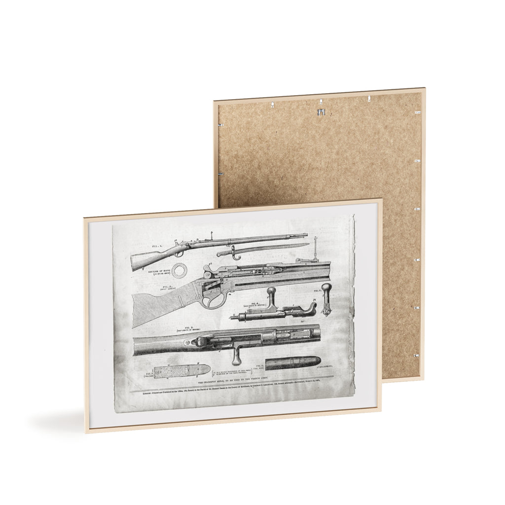 Antique Rifle Patent Poster — Framed Vintage Firearm Print