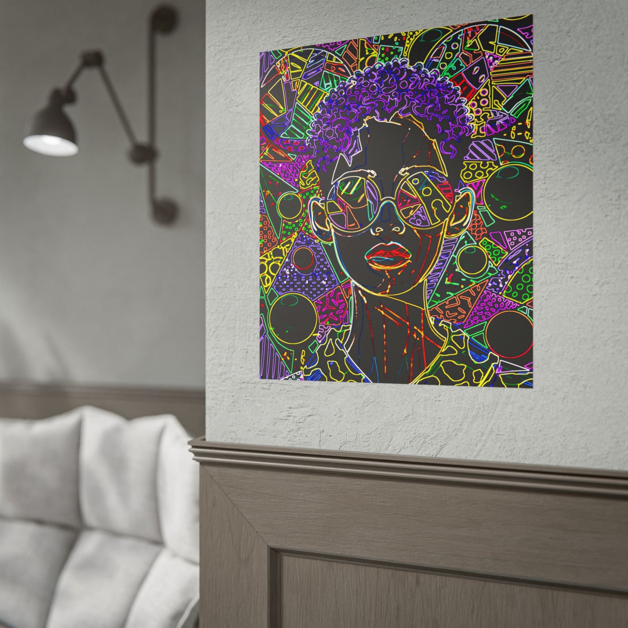 Afrofuturist Neon Portrait Poster