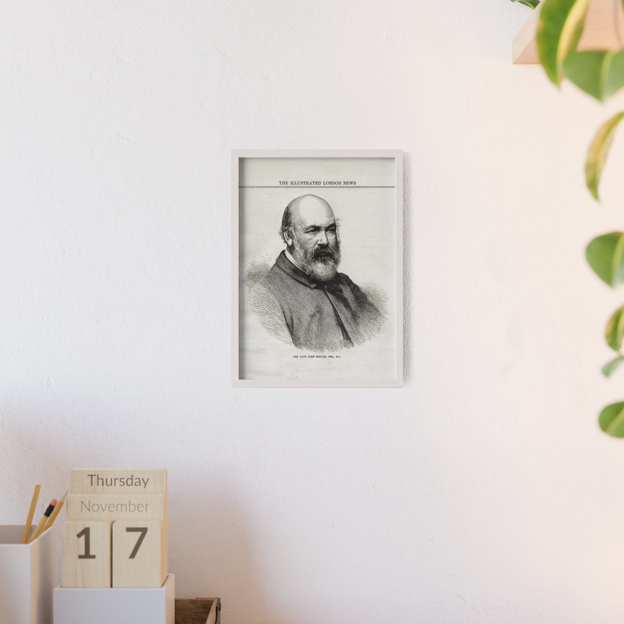 The Late John Phillip, Esq. Framed Vintage Portrait Print — Illustrated London News Gentleman Poster