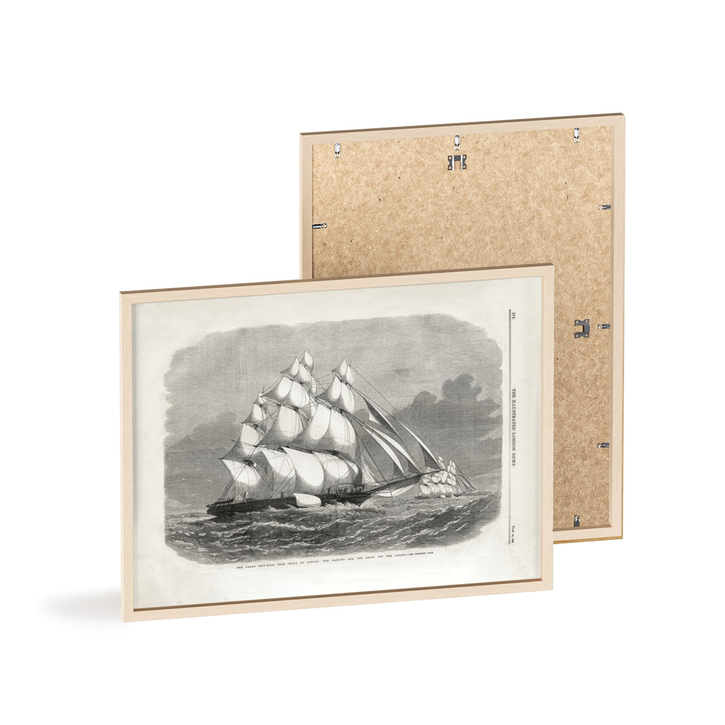 The Great Ship-Race from China to London. Vintage Sailing Ship Wall Poster with Wooden Frame – Nautical Marine Print