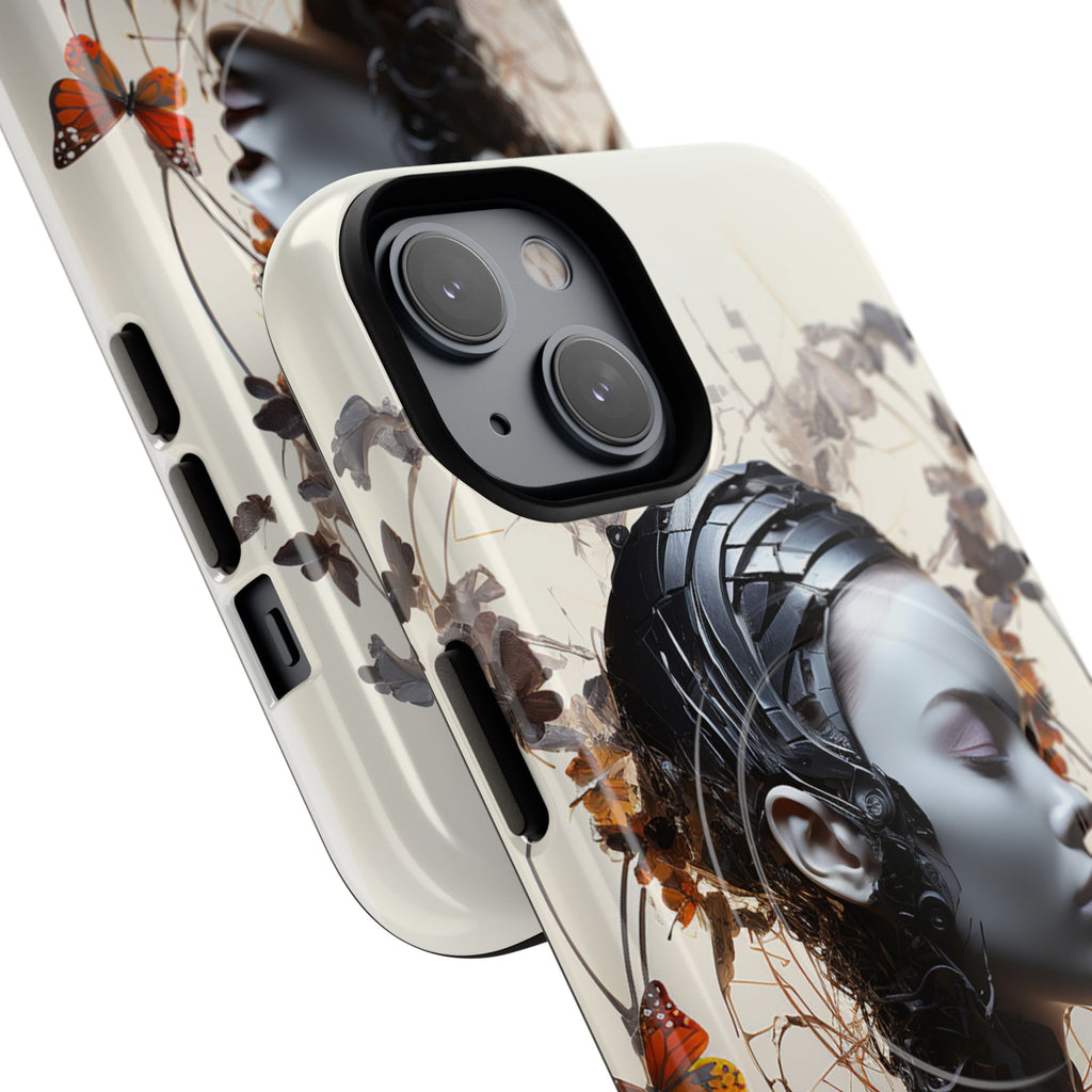 Art Nouveau Cyberpunk Phone Case — Surreal Floral Femme Tough Magnetic Case