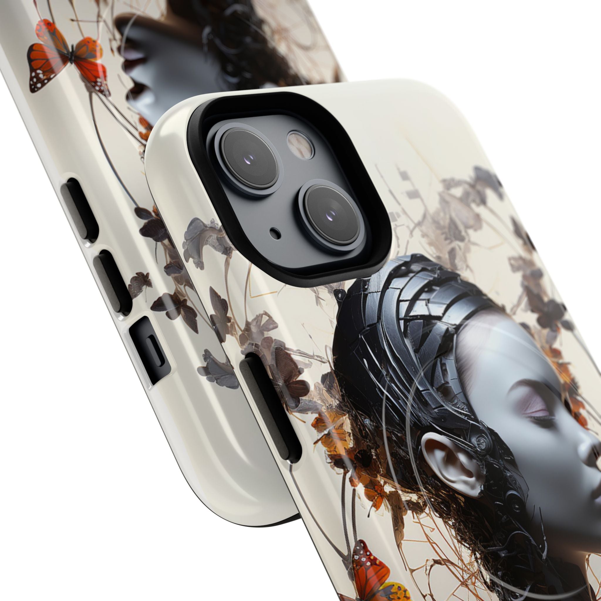 Art Nouveau Cyberpunk Phone Case — Surreal Floral Femme Tough Magnetic Case
