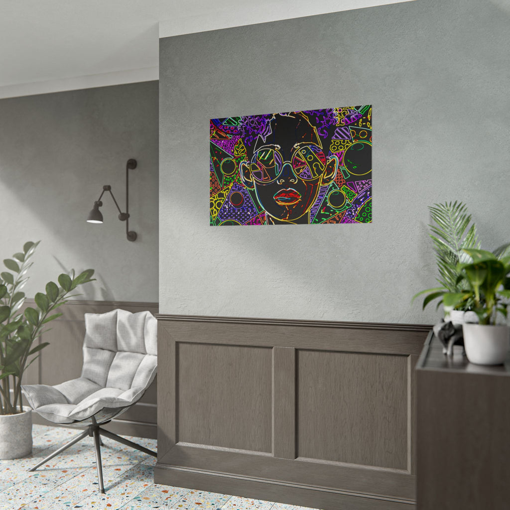 Afrofuturist Neon Portrait Poster