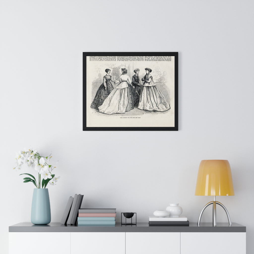 Vintage Fashion Print Framed Poster — Paris Fashion — 19th Century Ladies Illustration