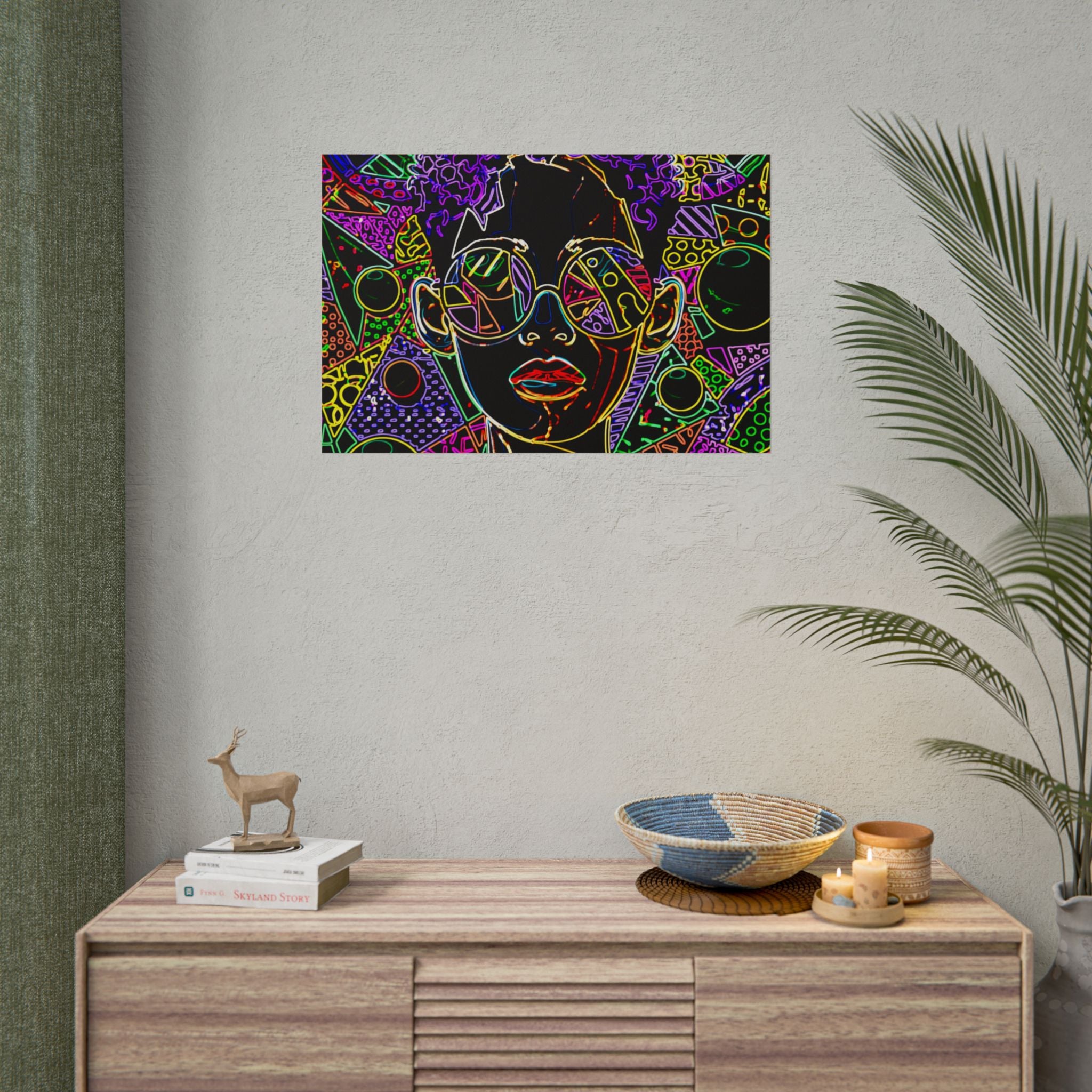 Afrofuturist Neon Portrait Poster