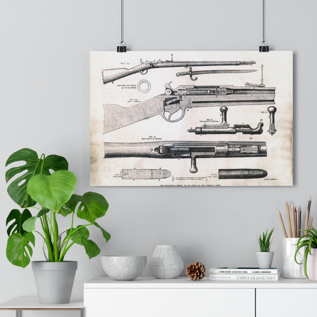 Vintage Rifle Patent Poster – Antique Firearm Blueprint Wall Art