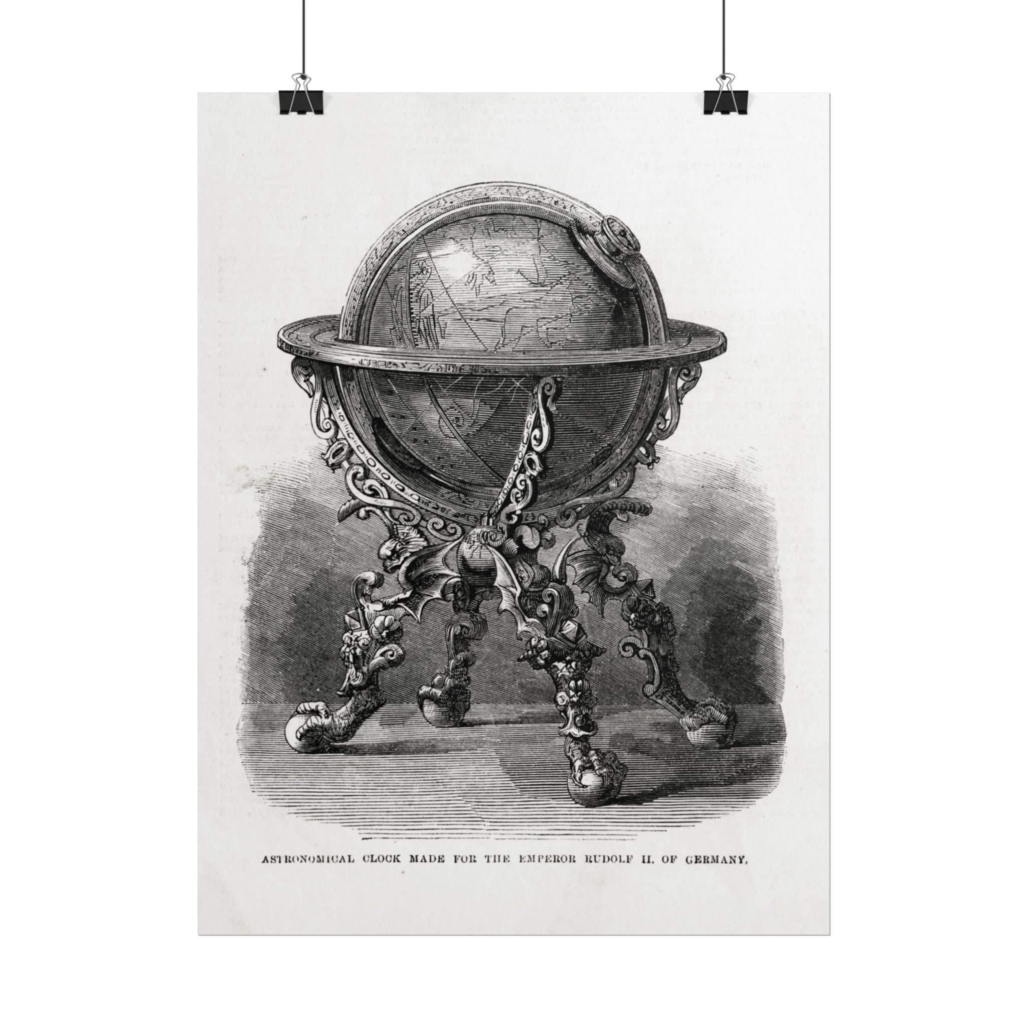 Antique Globe Illustration Rolled Poster — Vintage Scientific Print