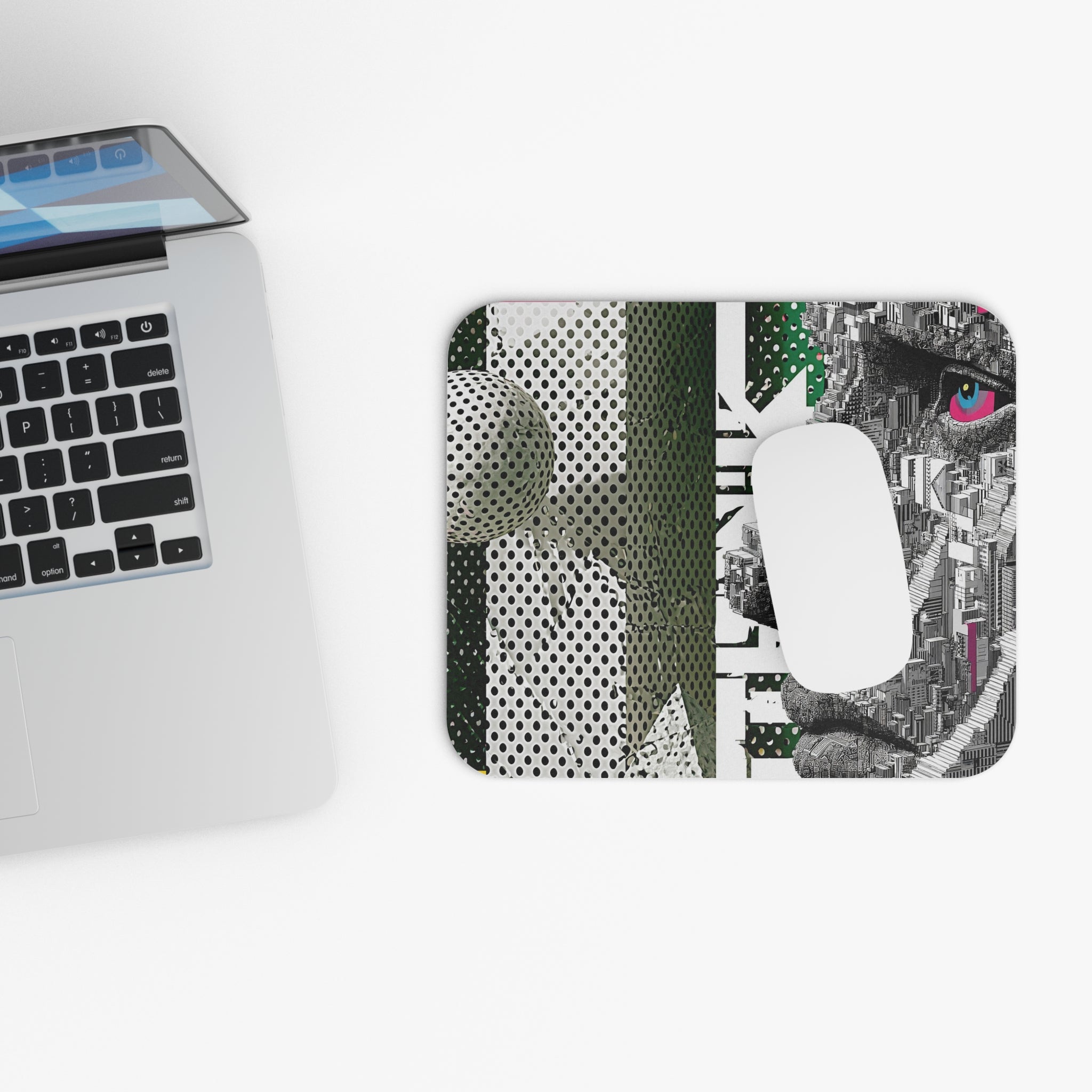 Urban Lion Collage Mouse Pad — Modern Pop Art Desk Mat
