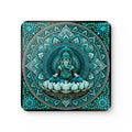 Teal Ganesha Mandala Cork Coaster Set — Boho Spiritual Drink Coasters (4-Pack)
